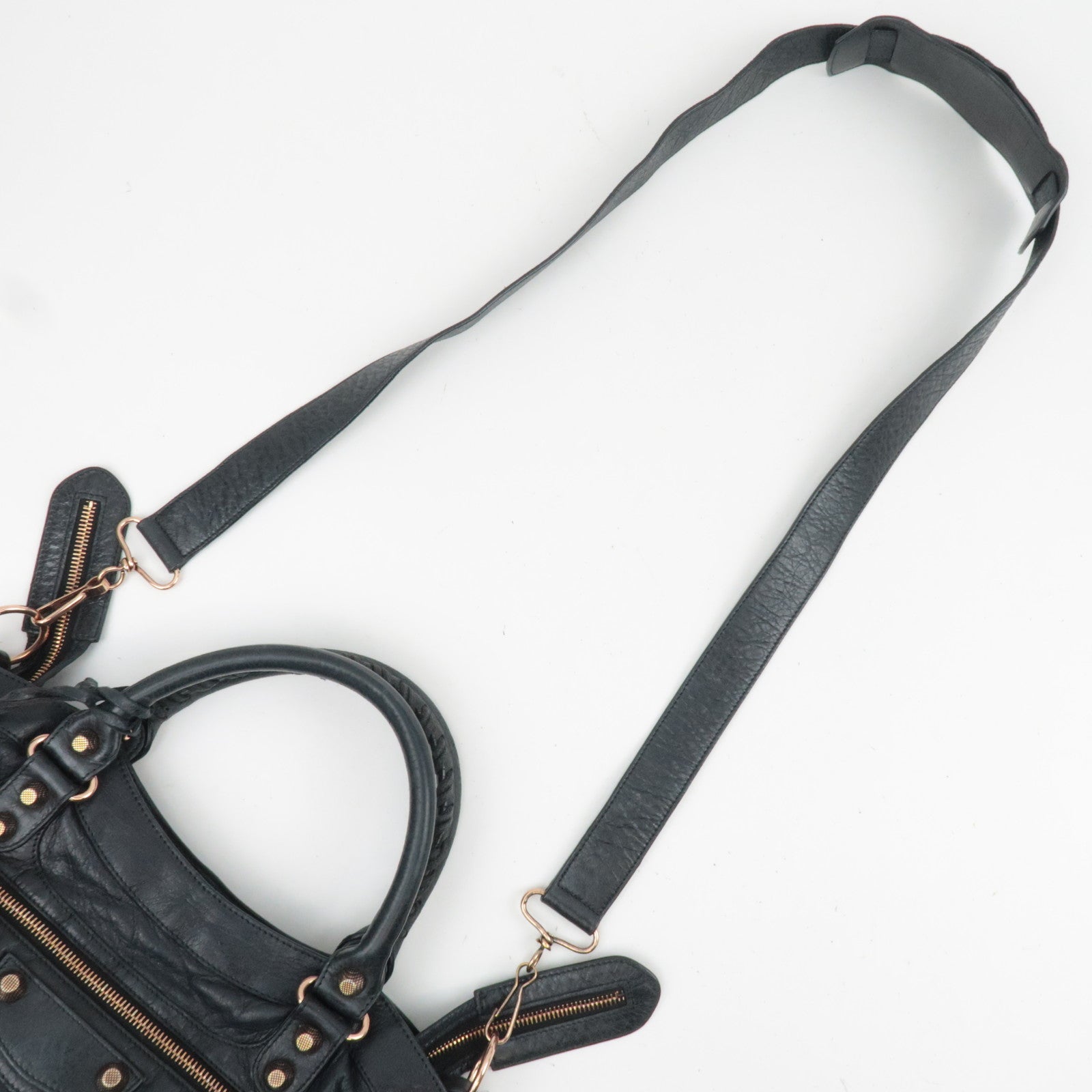 BALENCIAGA The Giant Town 2Way Handbag Leather Black 240578