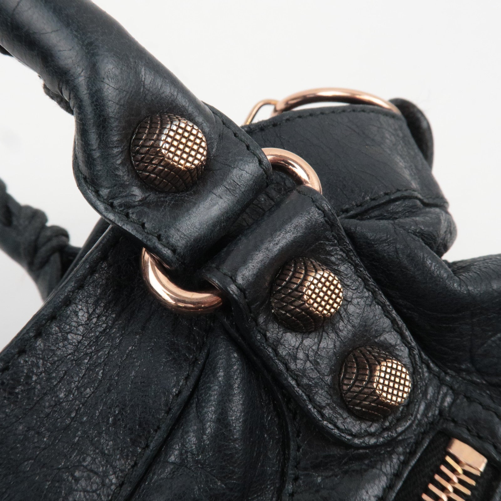 BALENCIAGA The Giant Town 2Way Handbag Leather Black 240578