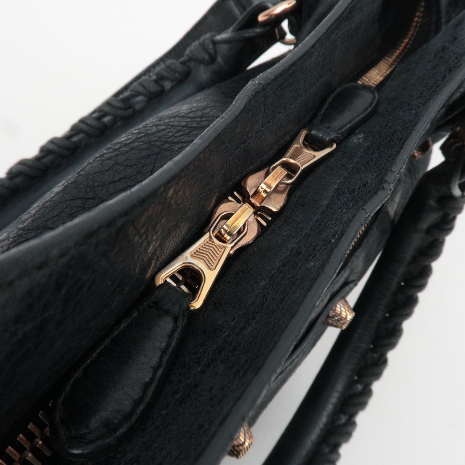 BALENCIAGA The Giant Town 2Way Handbag Leather Black 240578