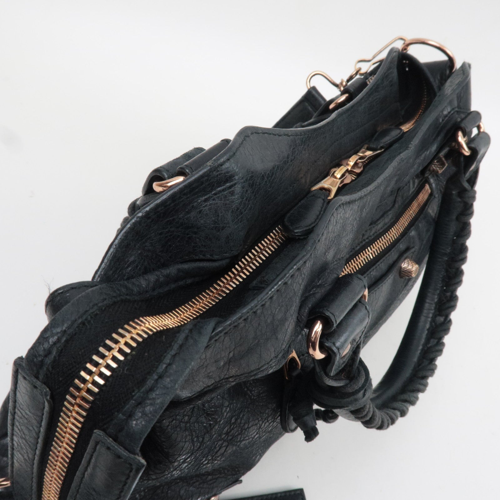 BALENCIAGA The Giant Town 2Way Handbag Leather Black 240578