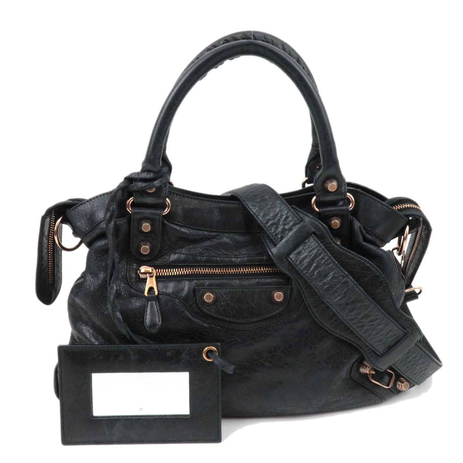 BALENCIAGA The Giant Town 2Way Handbag Leather Black 24057885122