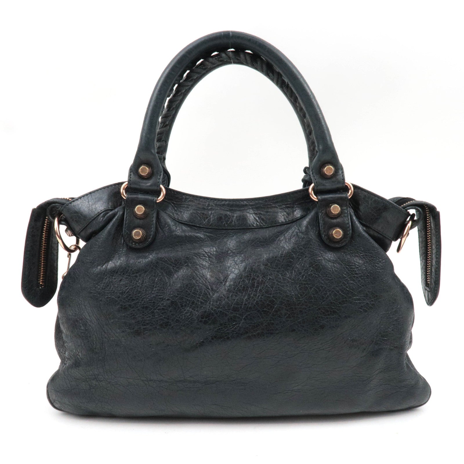 BALENCIAGA The Giant Town 2Way Handbag Leather Black 240578