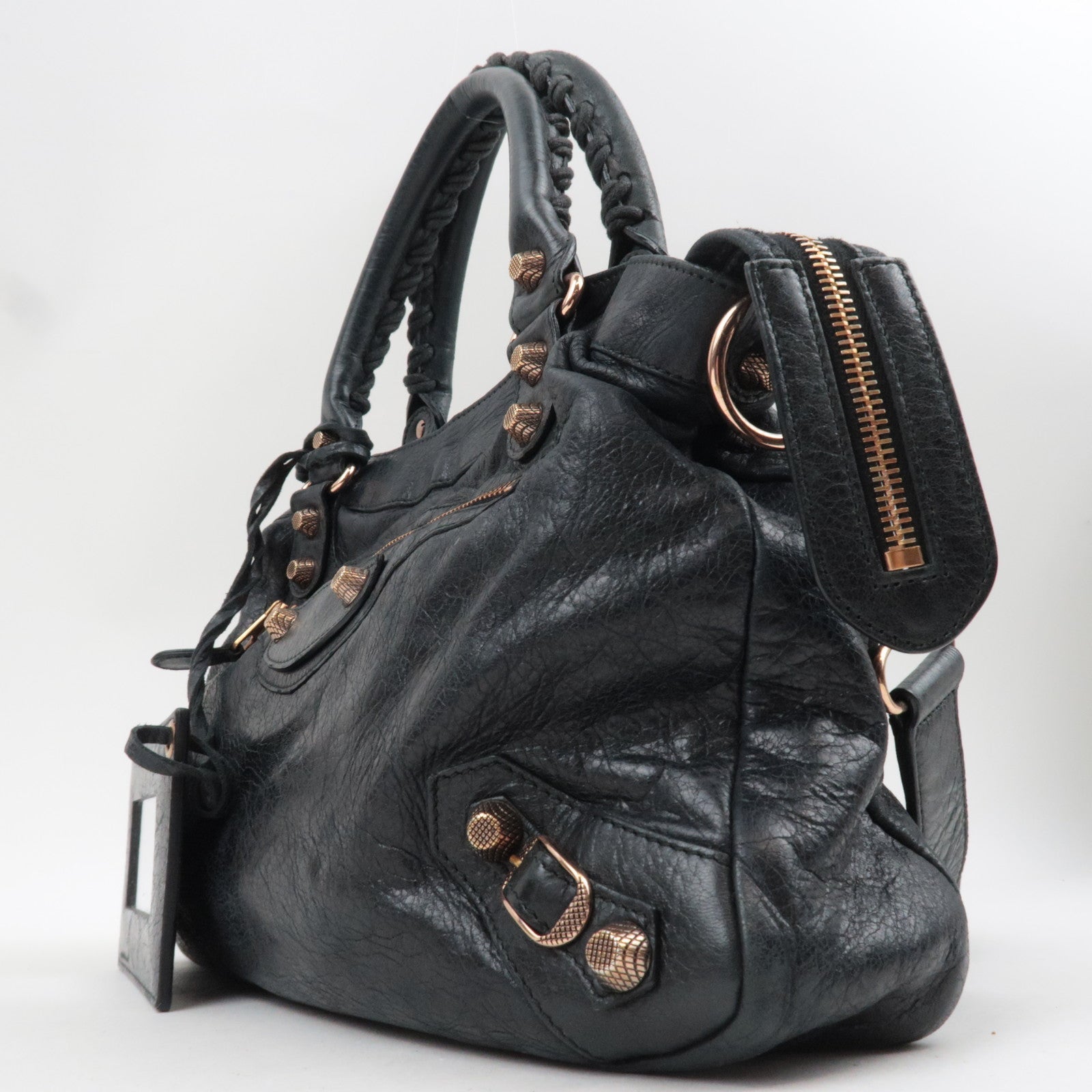 BALENCIAGA The Giant Town 2Way Handbag Leather Black 240578