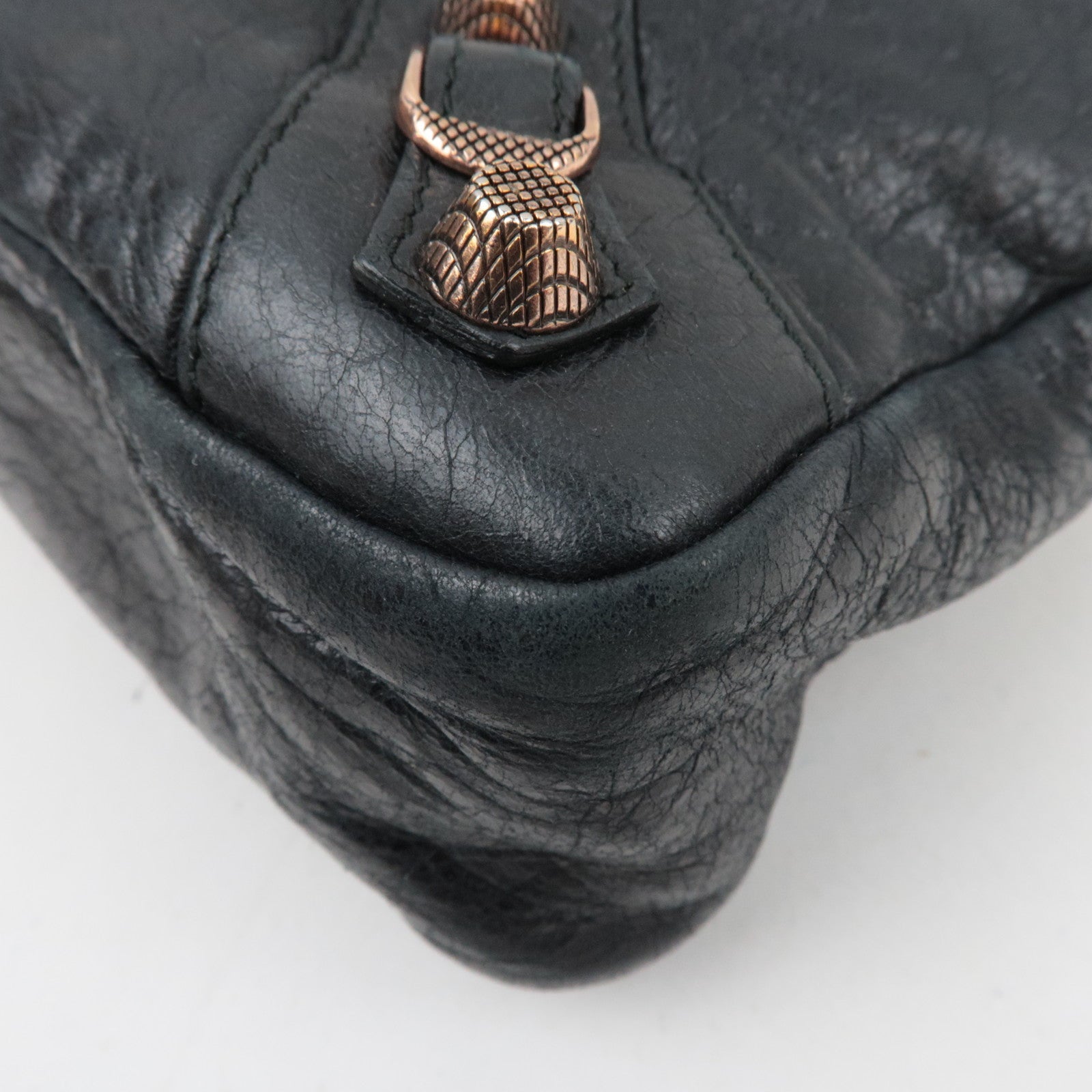 BALENCIAGA The Giant Town 2Way Handbag Leather Black 240578