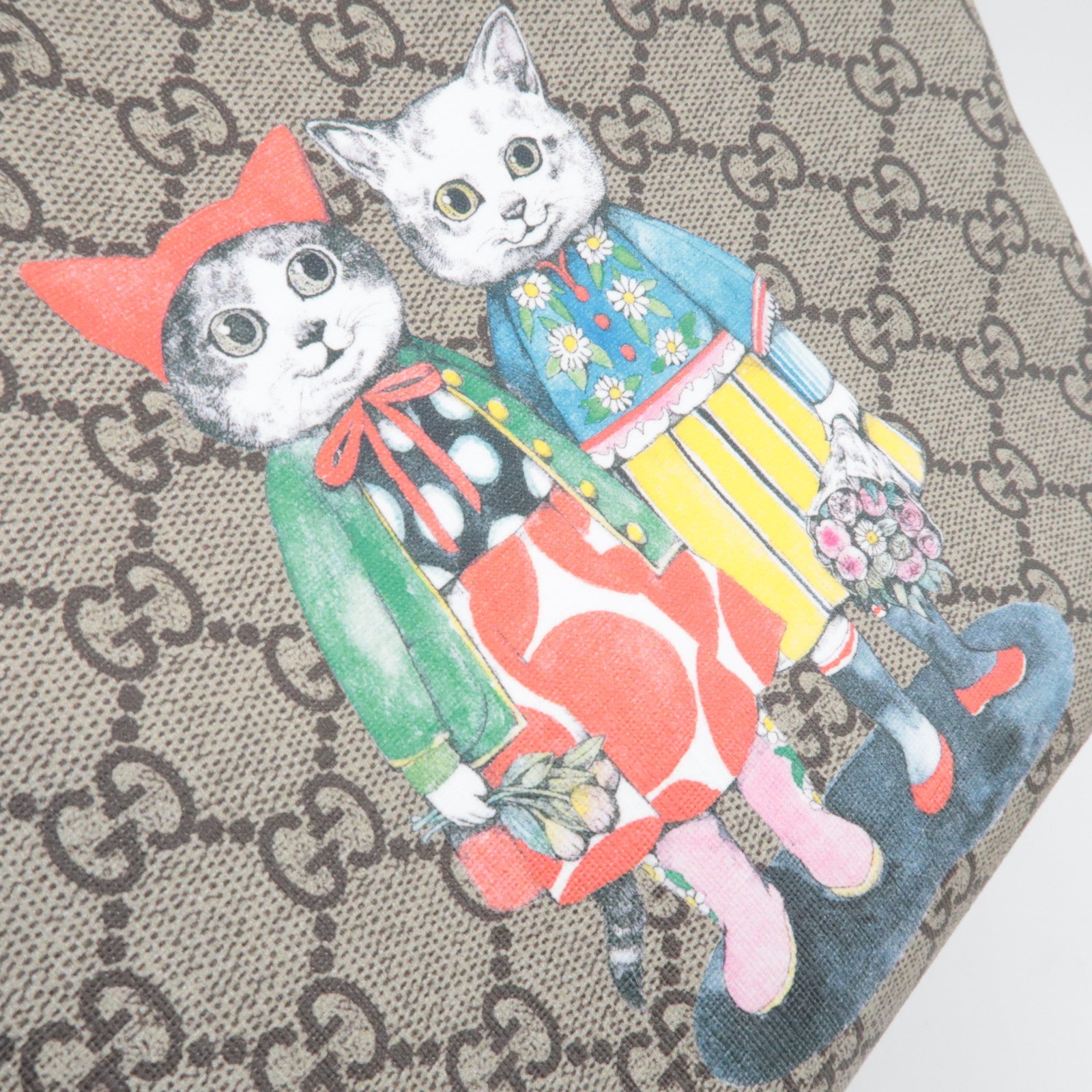 GUCCI Children's Yuko Higuchi Cat GG Supreme Leather Tote Bag 410812