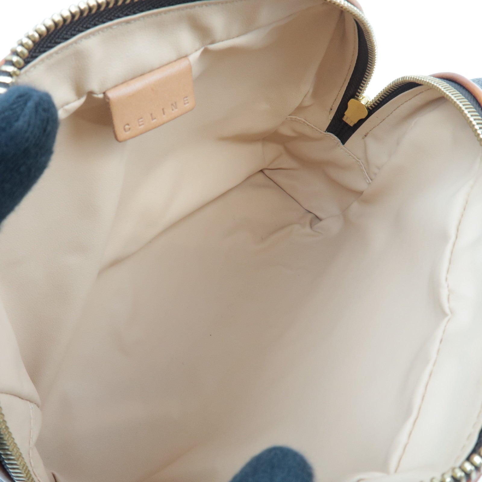 CELINE Macadam PVC Leather Cosmetic Pouch Brown