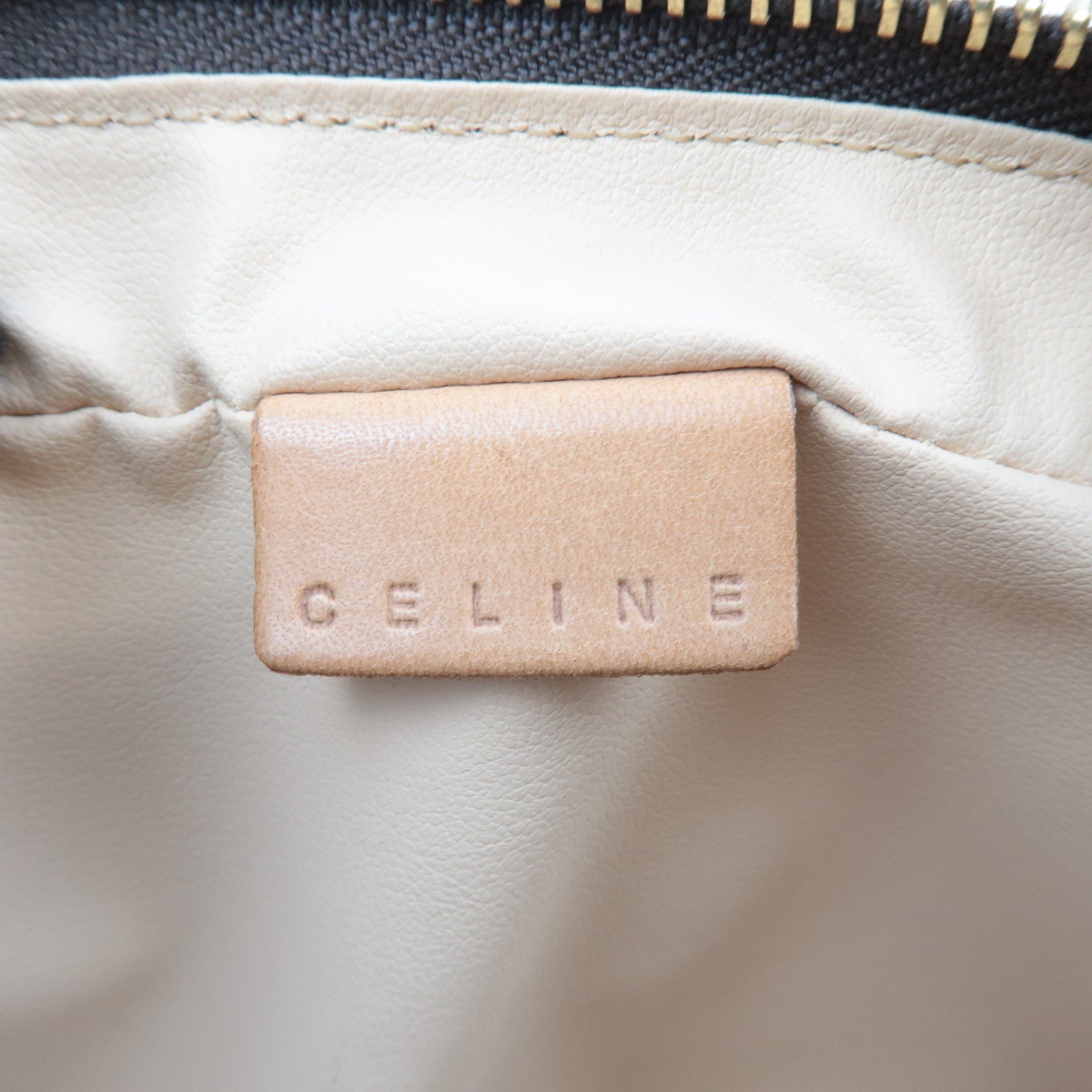 CELINE Macadam PVC Leather Cosmetic Pouch Brown