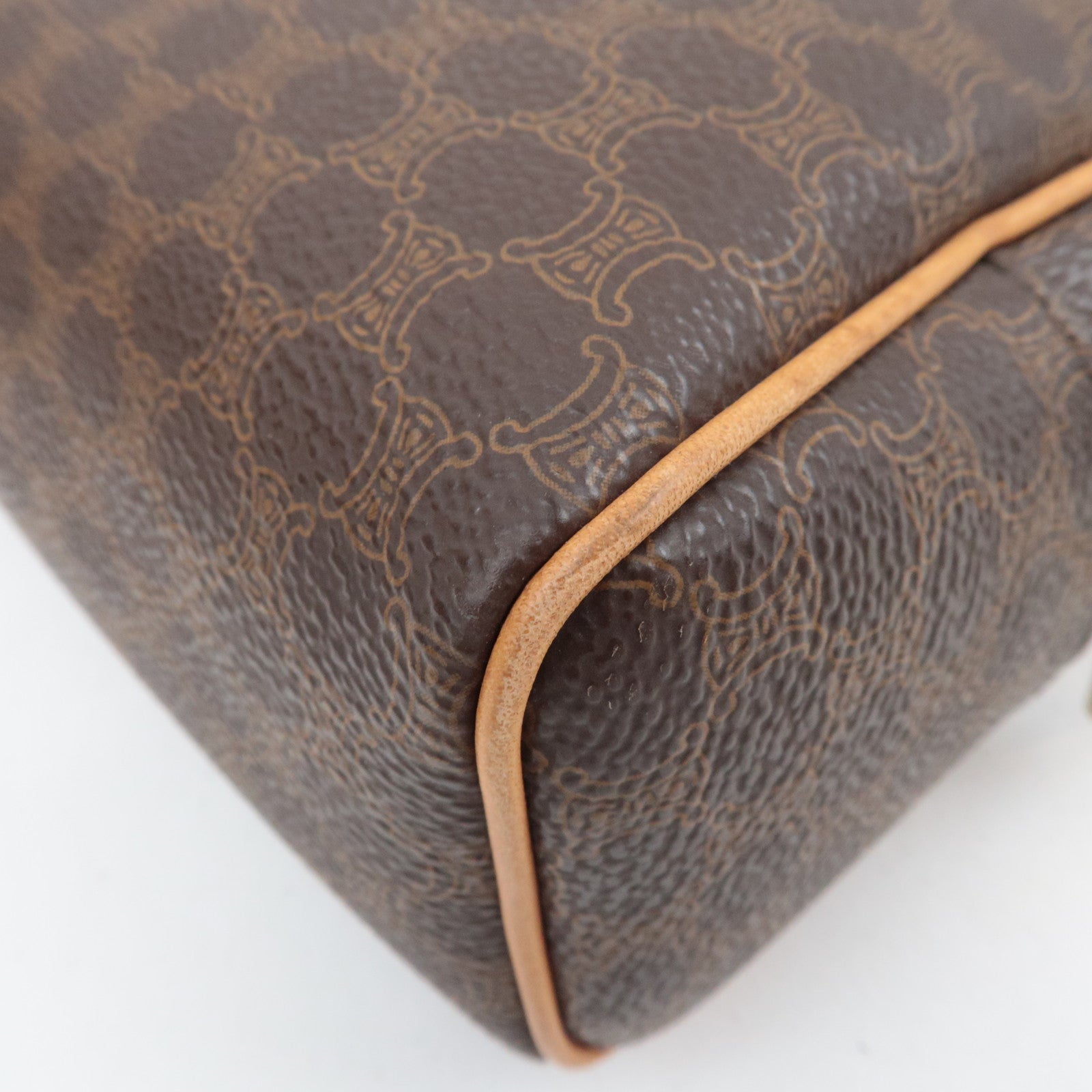 CELINE Macadam PVC Leather Cosmetic Pouch Brown