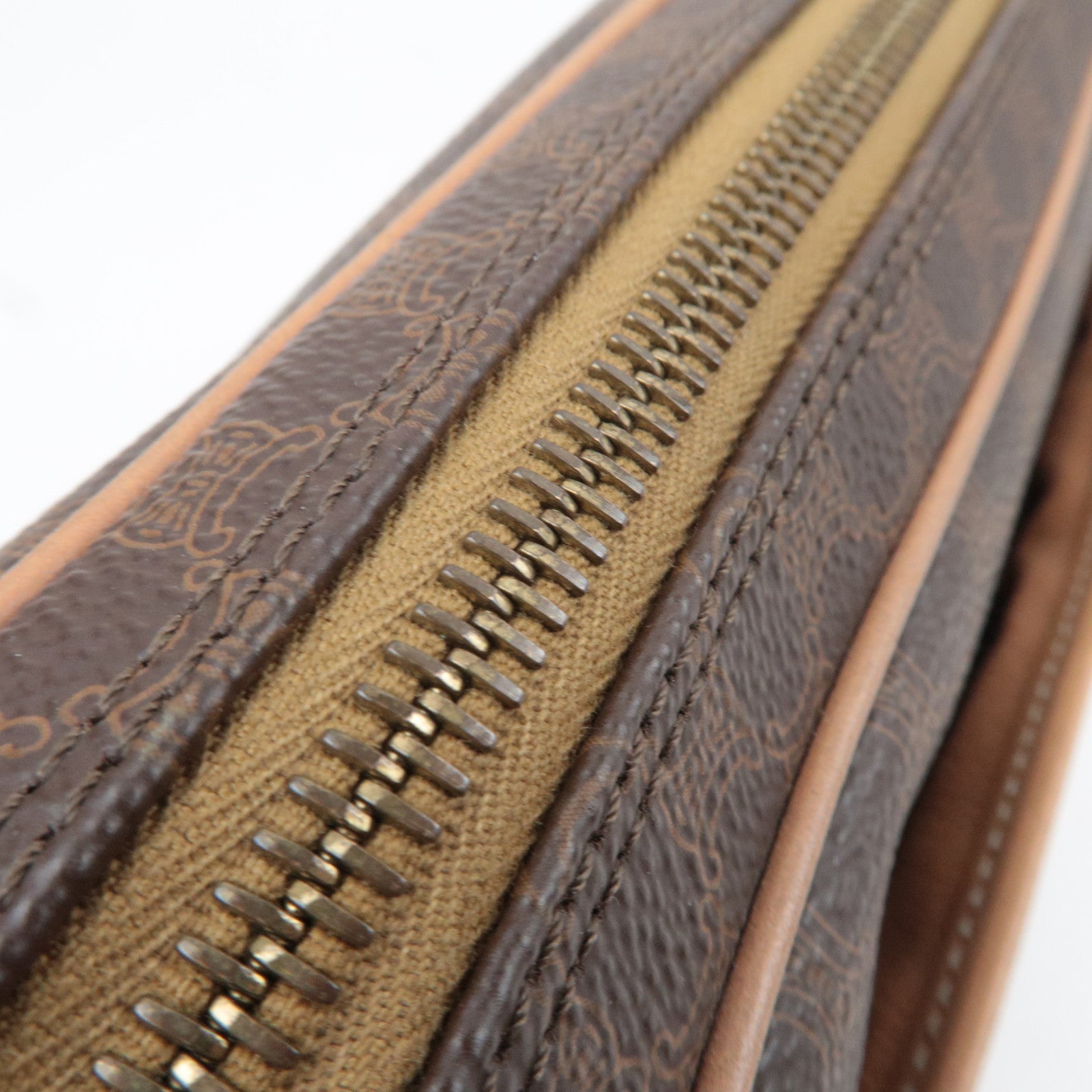 CELINE Macadam PVC Leather Clutch Bag Brown