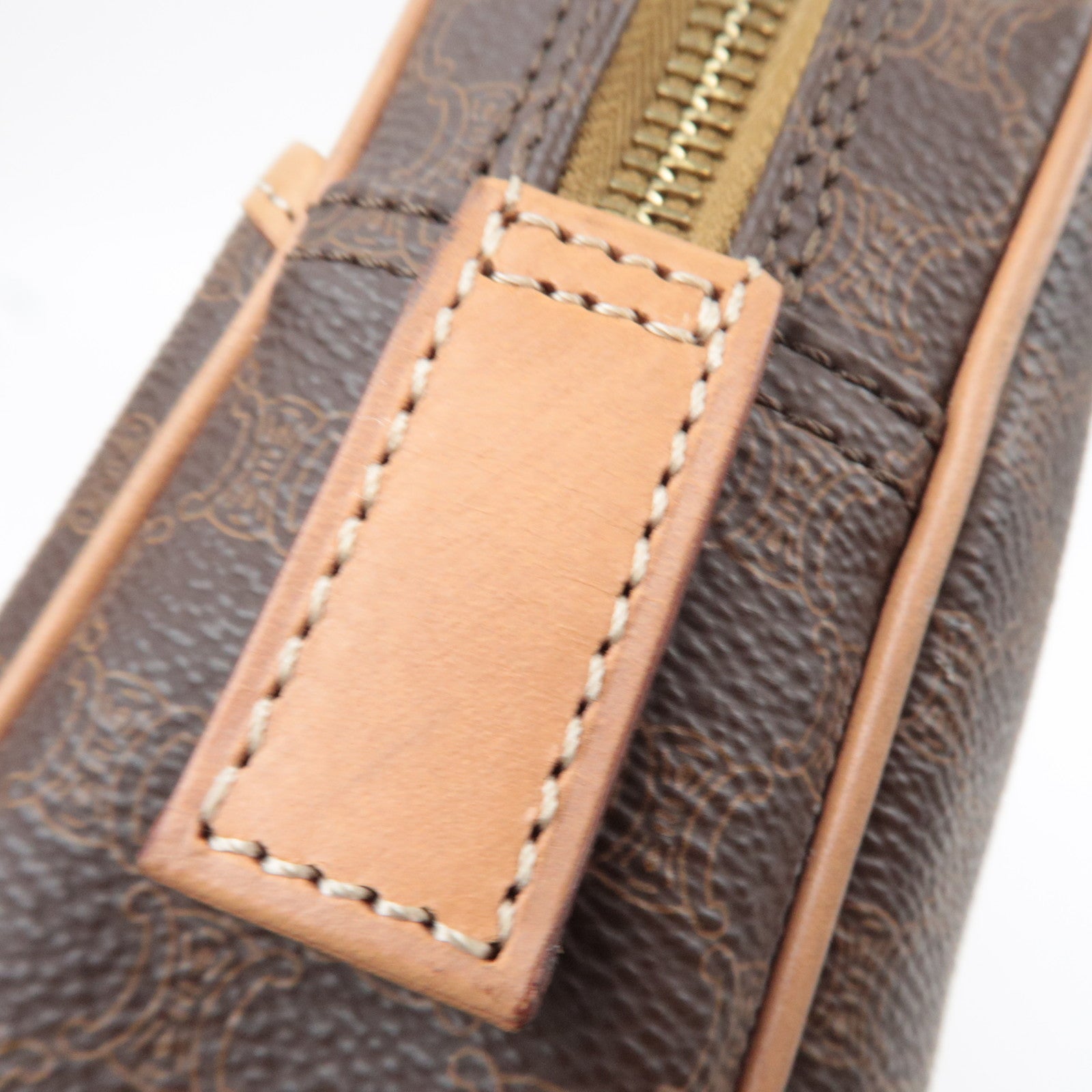 CELINE Macadam PVC Leather Clutch Bag Brown