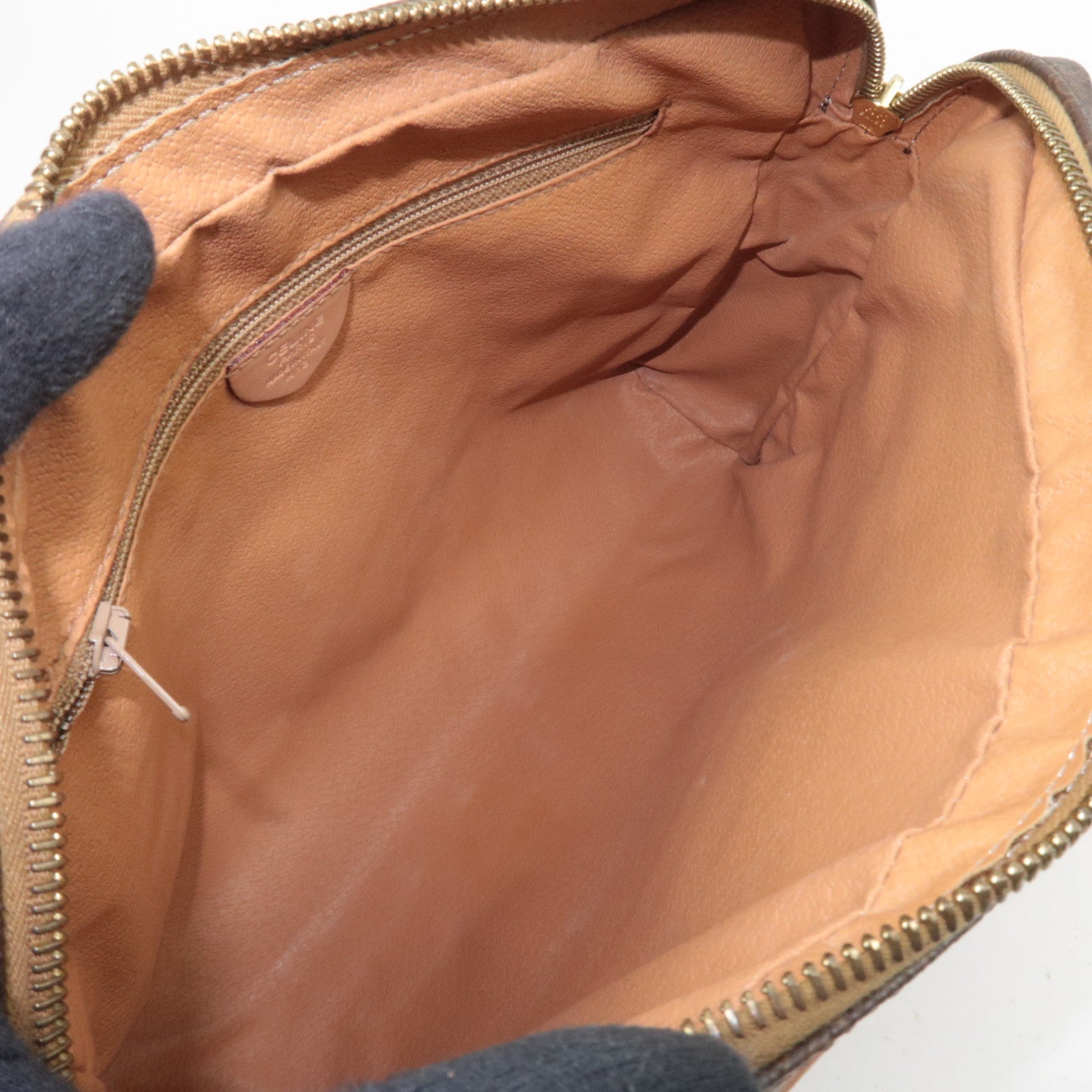 CELINE Macadam PVC Leather Clutch Bag Brown