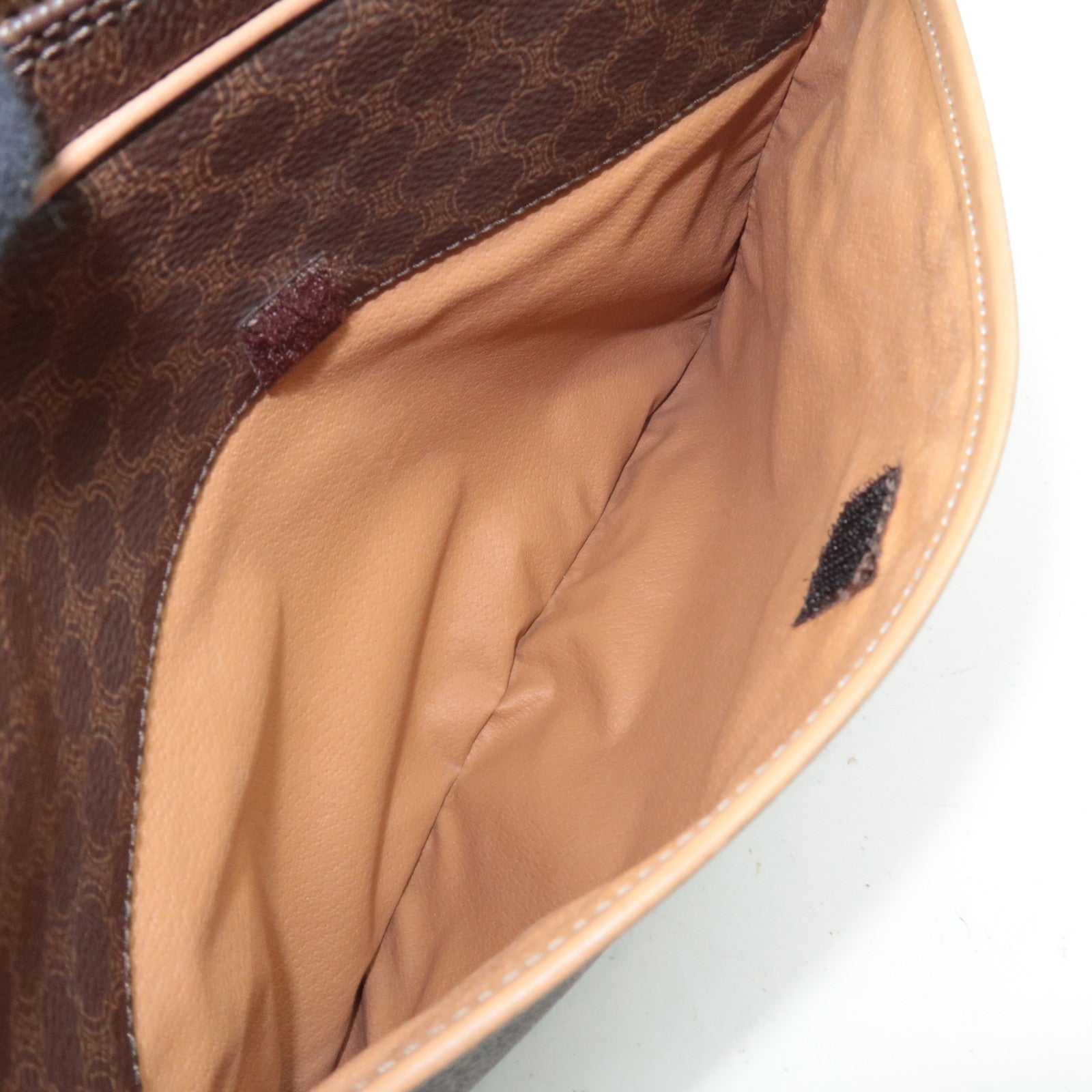 CELINE Macadam PVC Leather Clutch Bag Brown