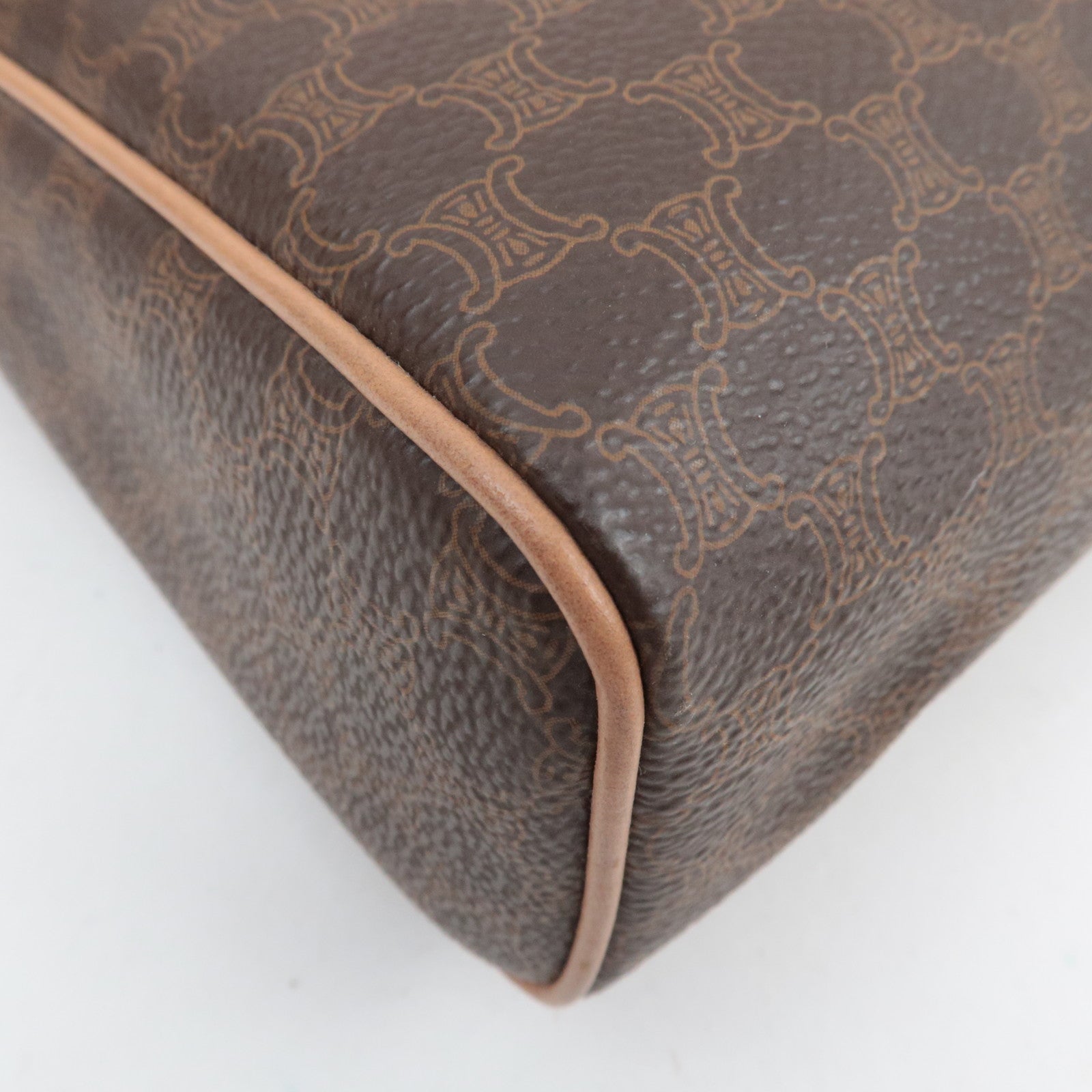 CELINE Macadam PVC Leather Clutch Bag Brown