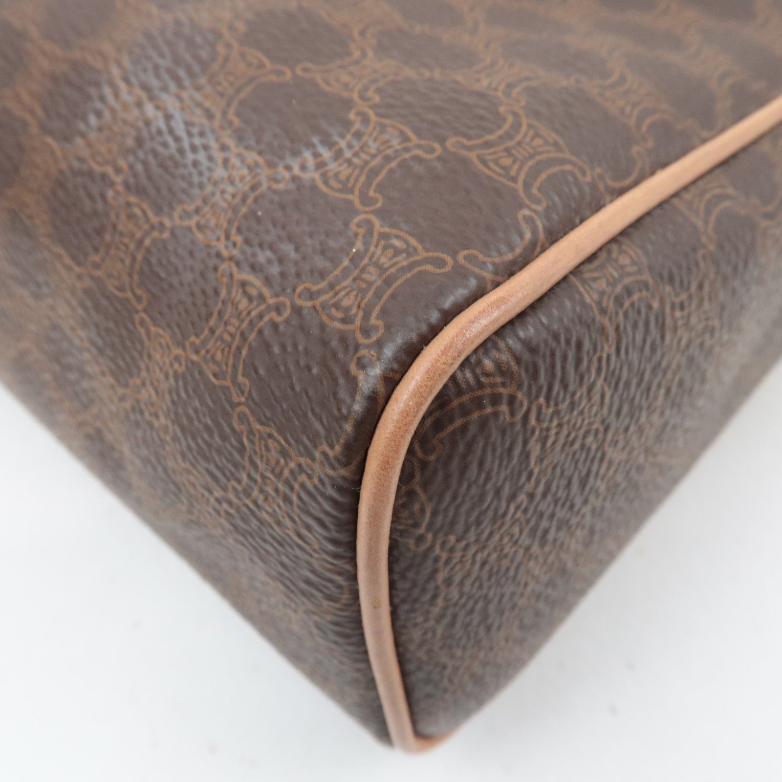 CELINE Macadam PVC Leather Clutch Bag Brown