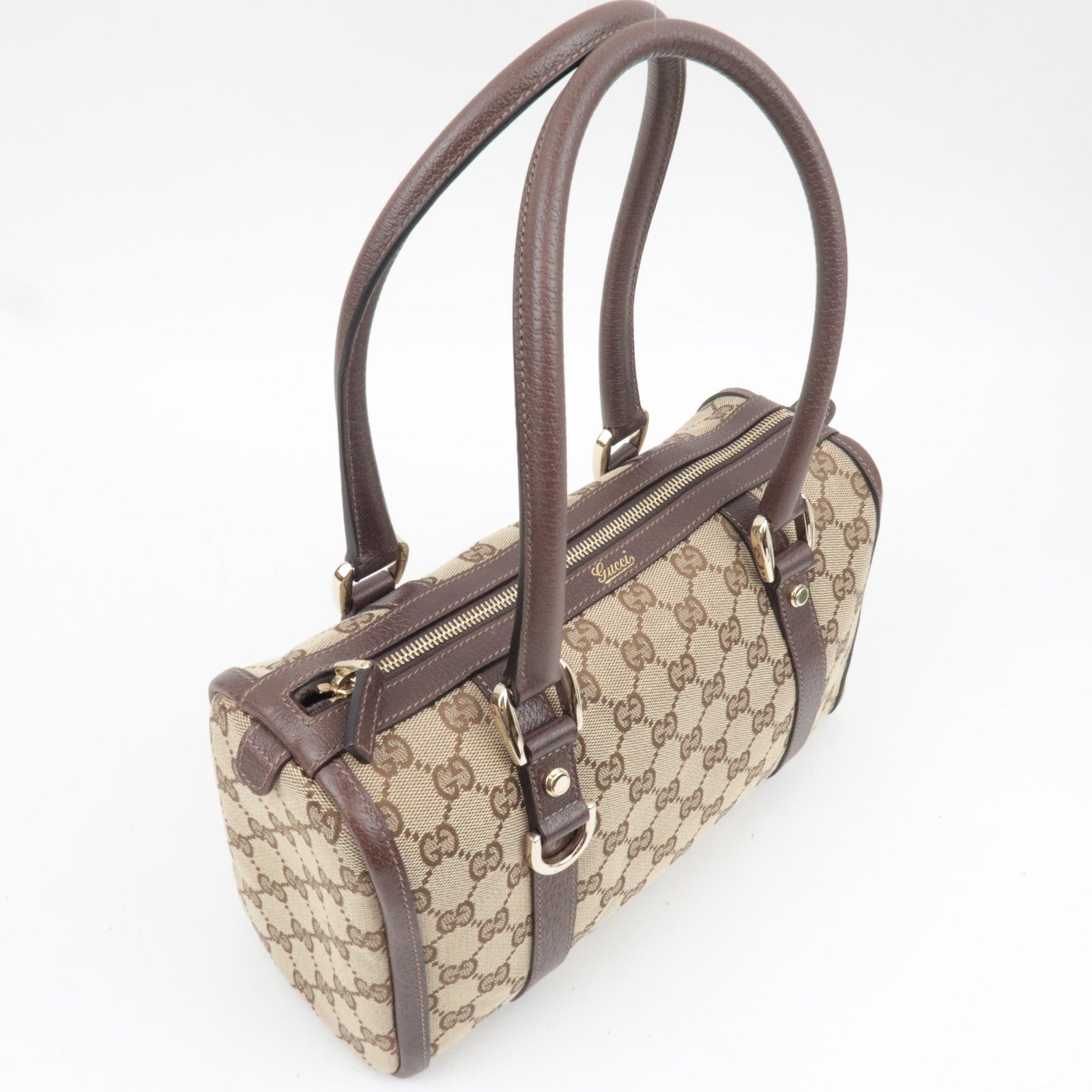 GUCCI Abby GG Canvas Leather Shoulder Bag Beige 130942