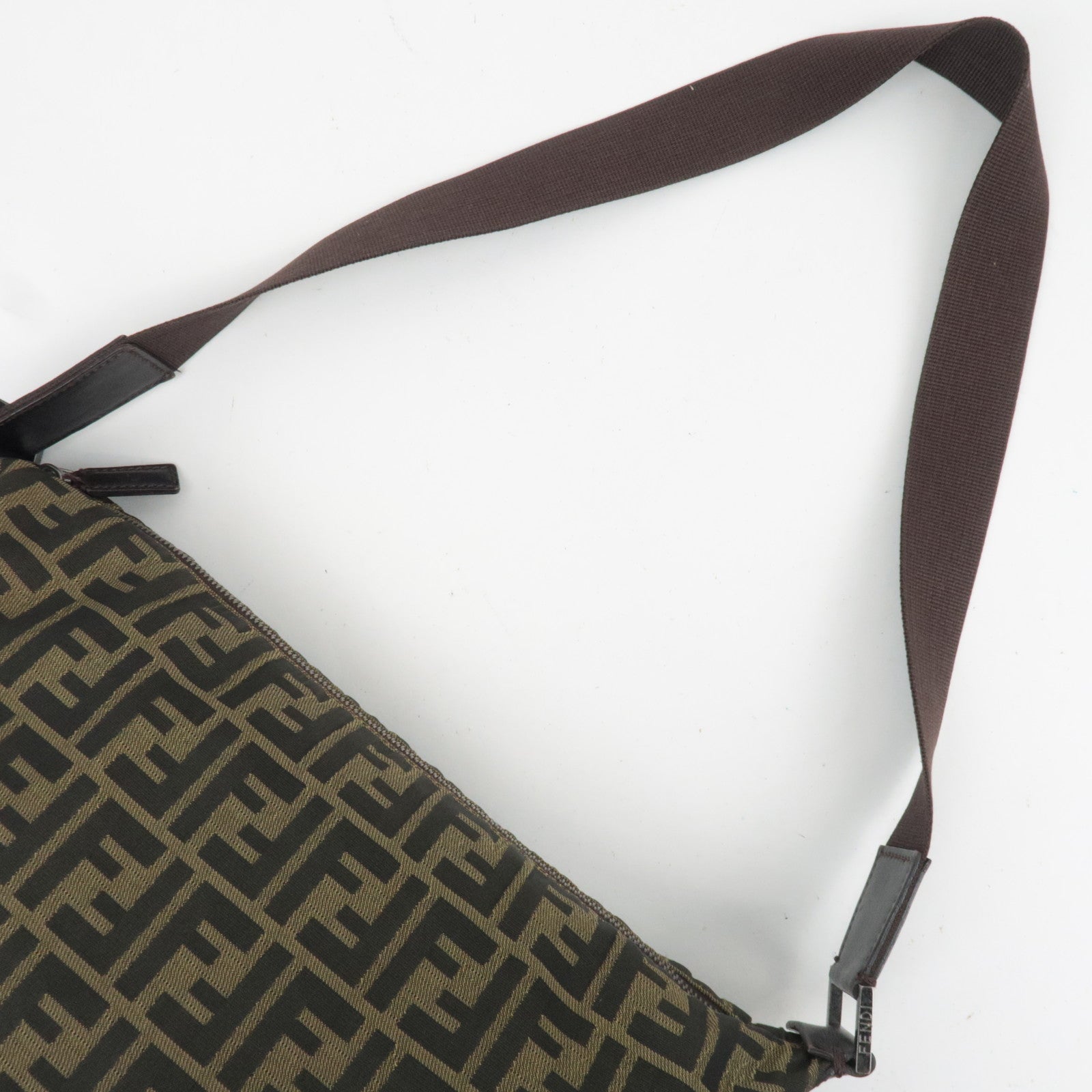 FENDI Zucca Canvas Leather Shoulder Bag Khaki 7VA003