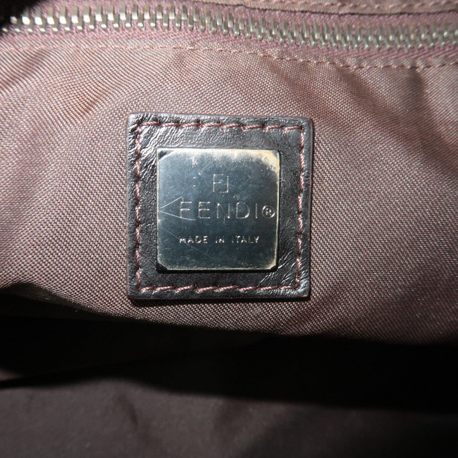 FENDI Zucca Canvas Leather Shoulder Bag Khaki 7VA003