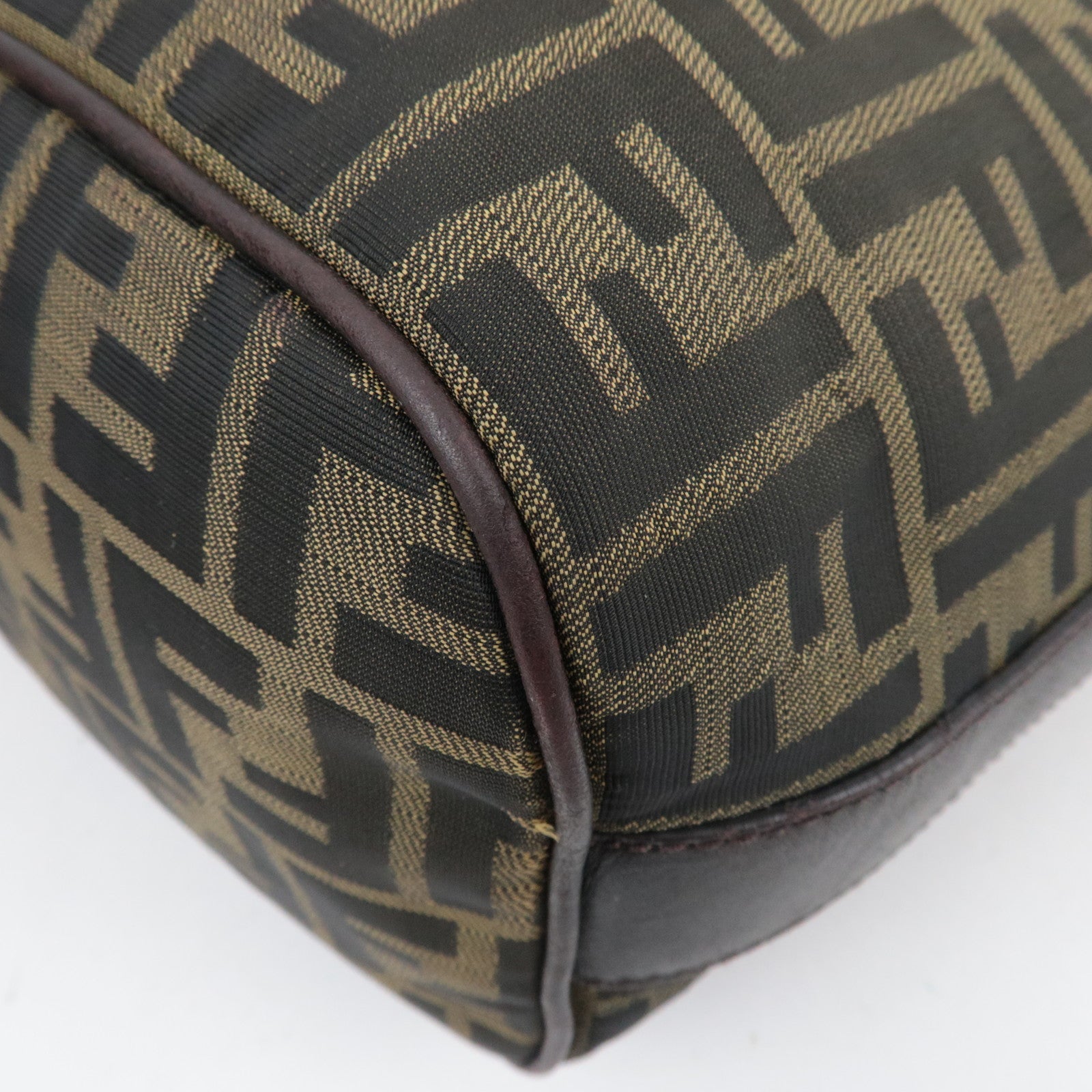 FENDI Zucca Canvas Leather Shoulder Bag Khaki 7VA003