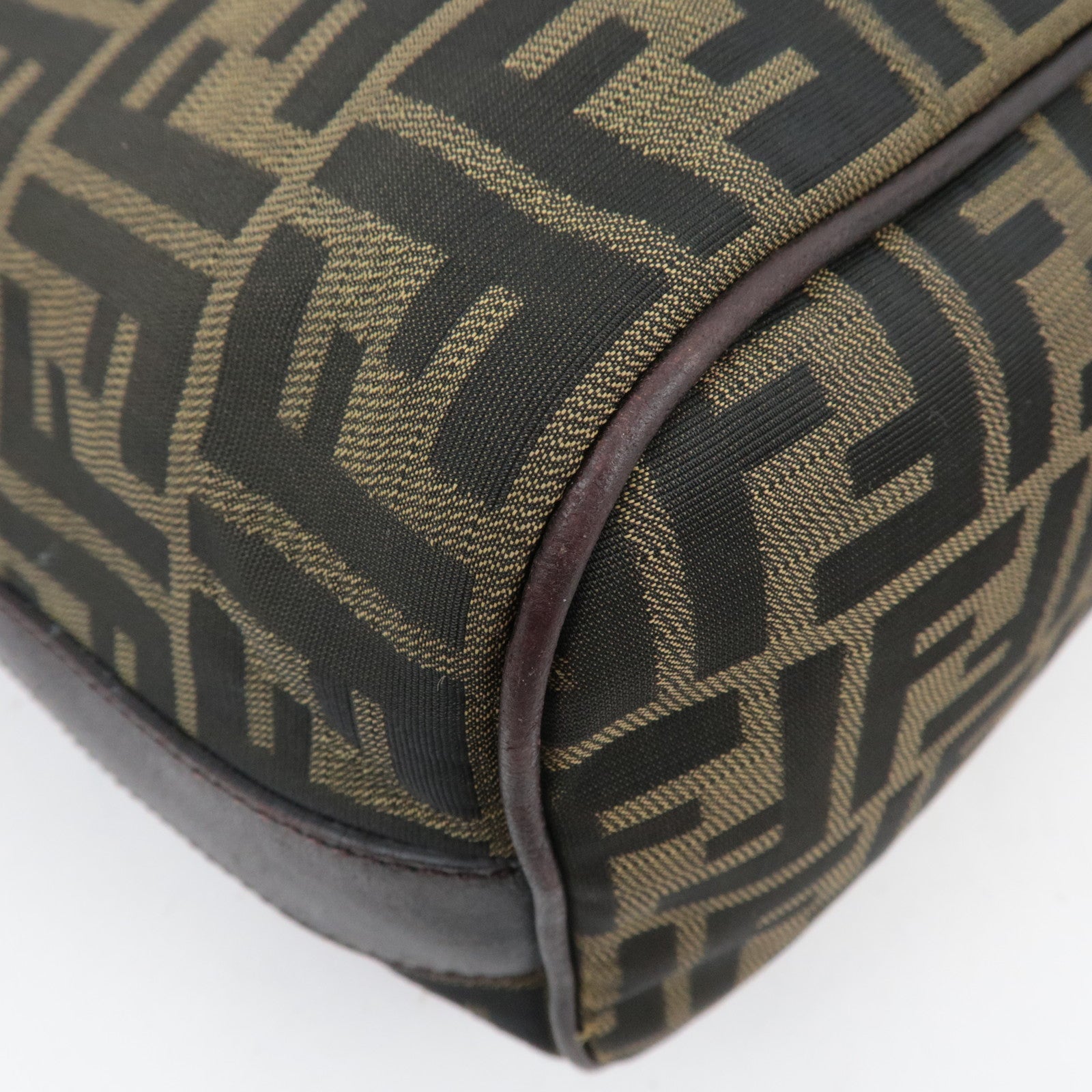 FENDI Zucca Canvas Leather Shoulder Bag Khaki 7VA003