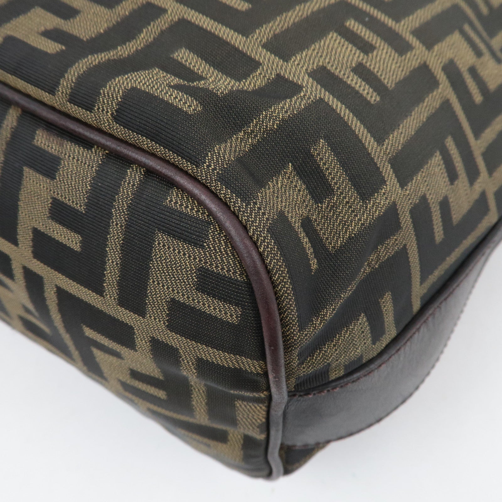 FENDI Zucca Canvas Leather Shoulder Bag Khaki 7VA003