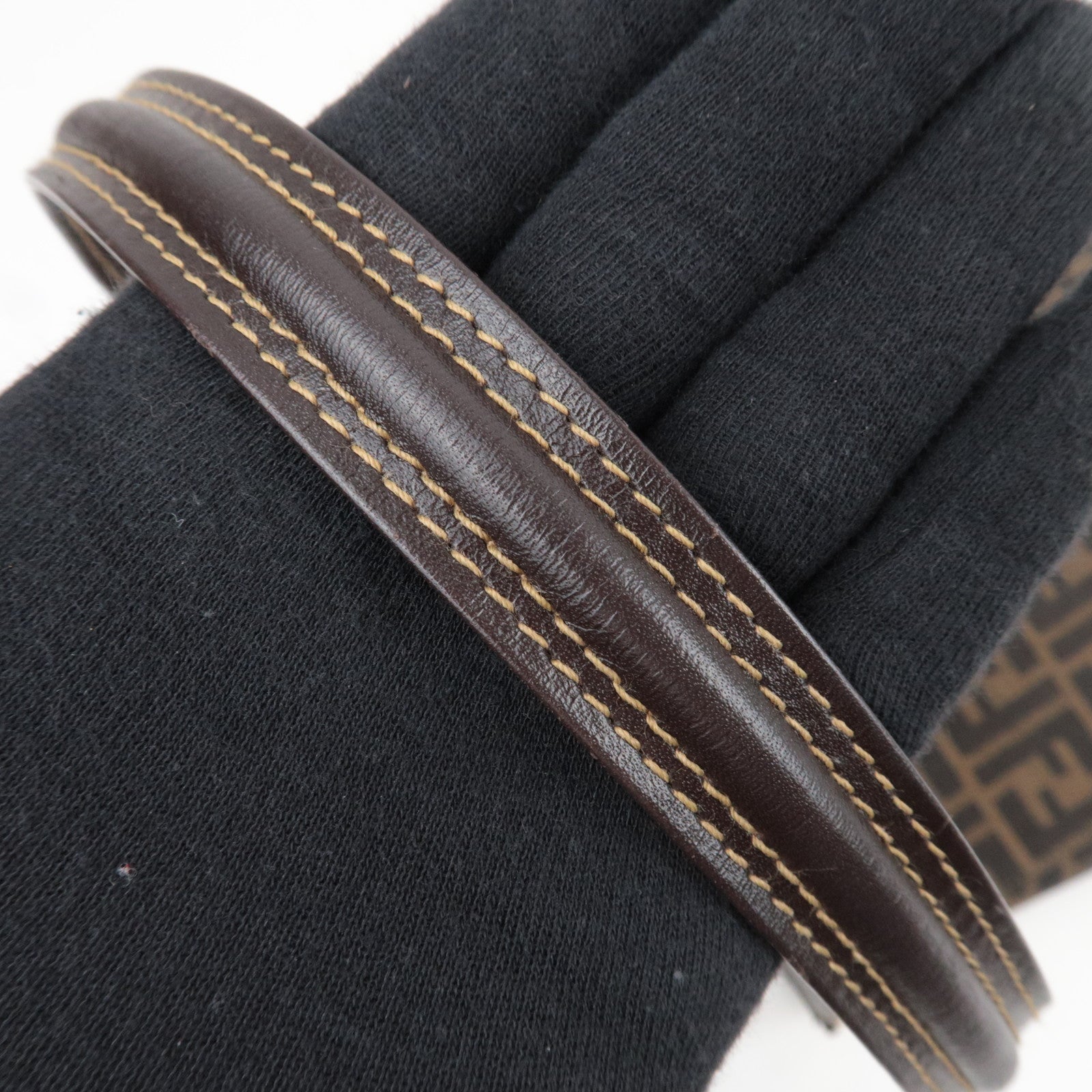 FENDI Zucca Canvas Leather Shoulder Bag Brown 15222