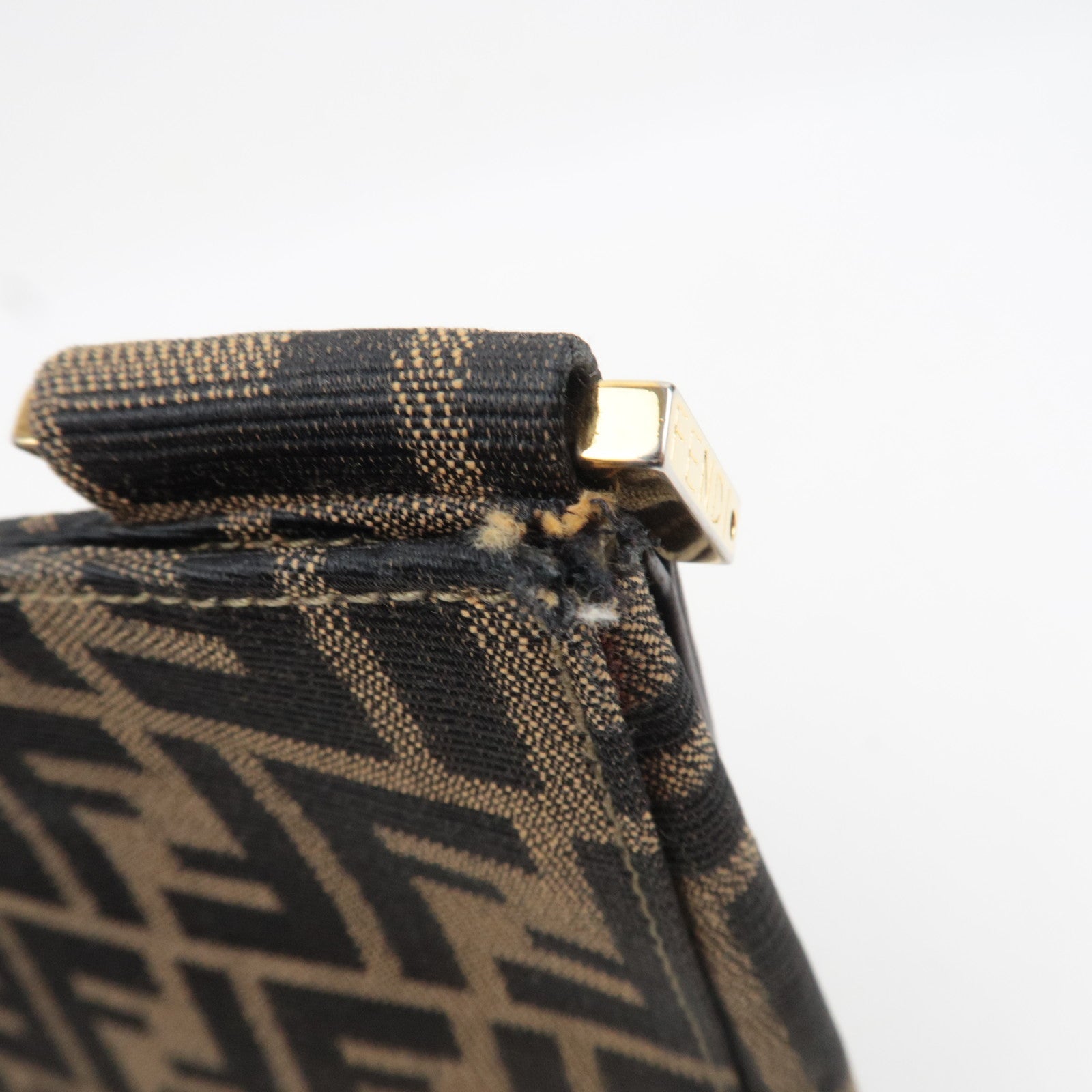 FENDI Zucca Canvas Leather Shoulder Bag Brown 15222