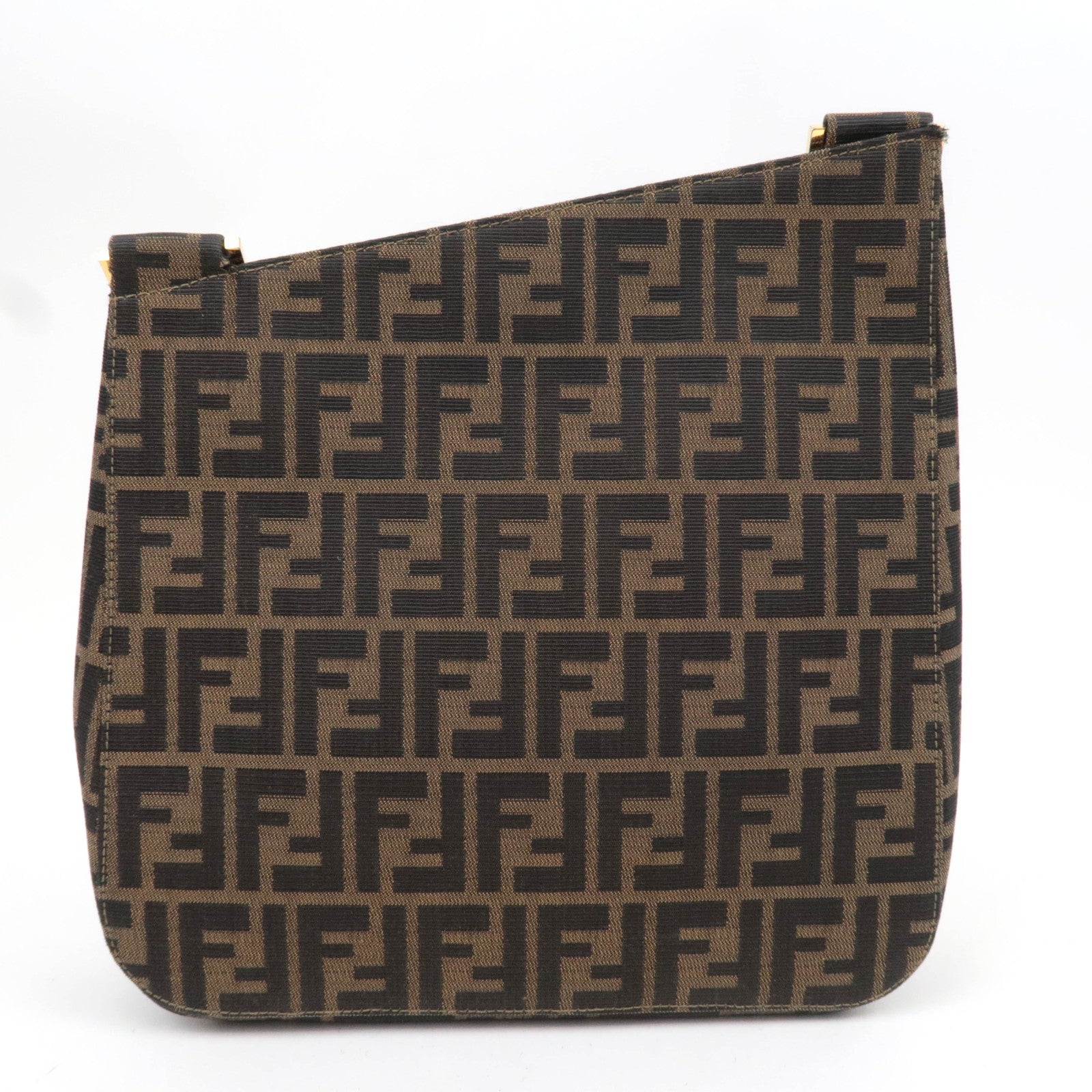FENDI Zucca Canvas Leather Shoulder Bag Brown 15222