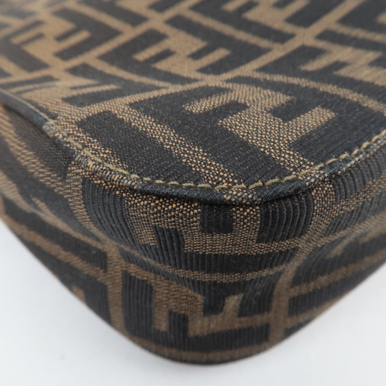 FENDI Zucca Canvas Leather Shoulder Bag Brown 15222