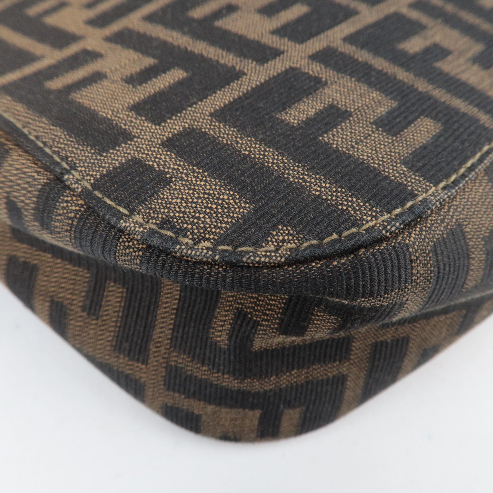 FENDI Zucca Canvas Leather Shoulder Bag Brown 15222