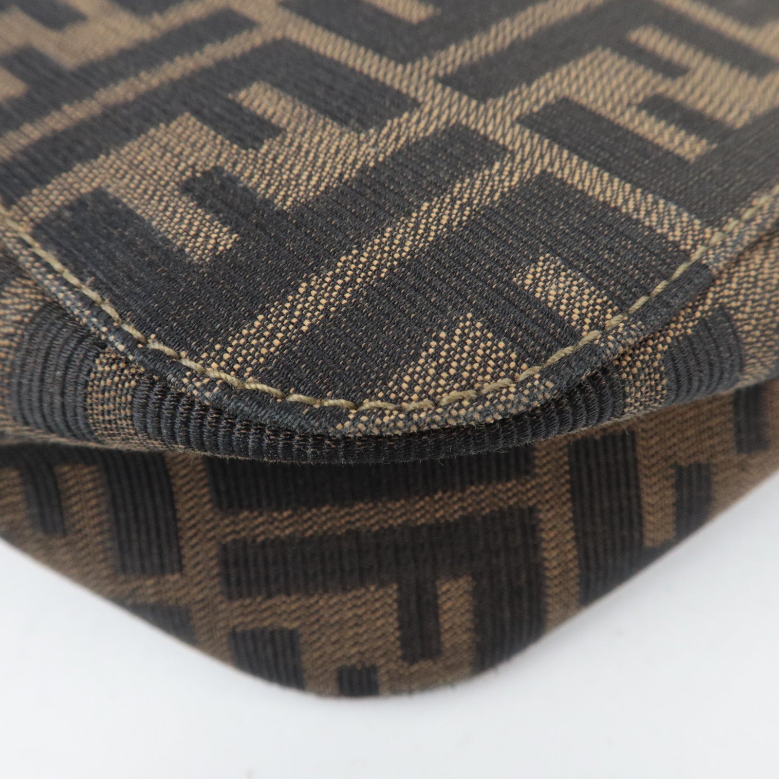 FENDI Zucca Canvas Leather Shoulder Bag Brown 15222