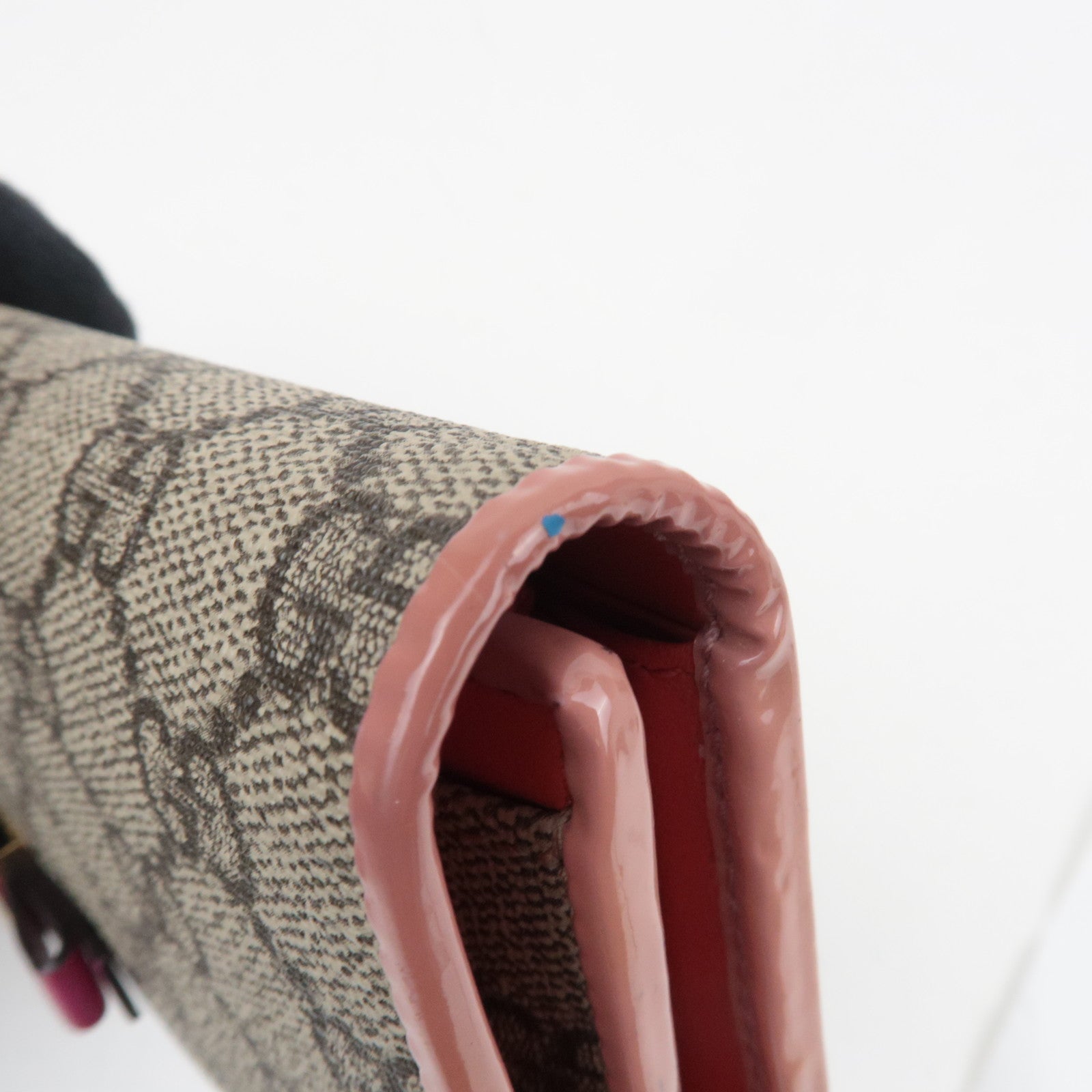 GUCCI Ribbon GG Supreme Long Wallet Beige Pink 388679