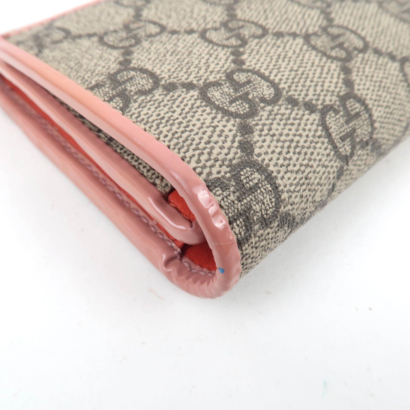 GUCCI Ribbon GG Supreme Long Wallet Beige Pink 388679