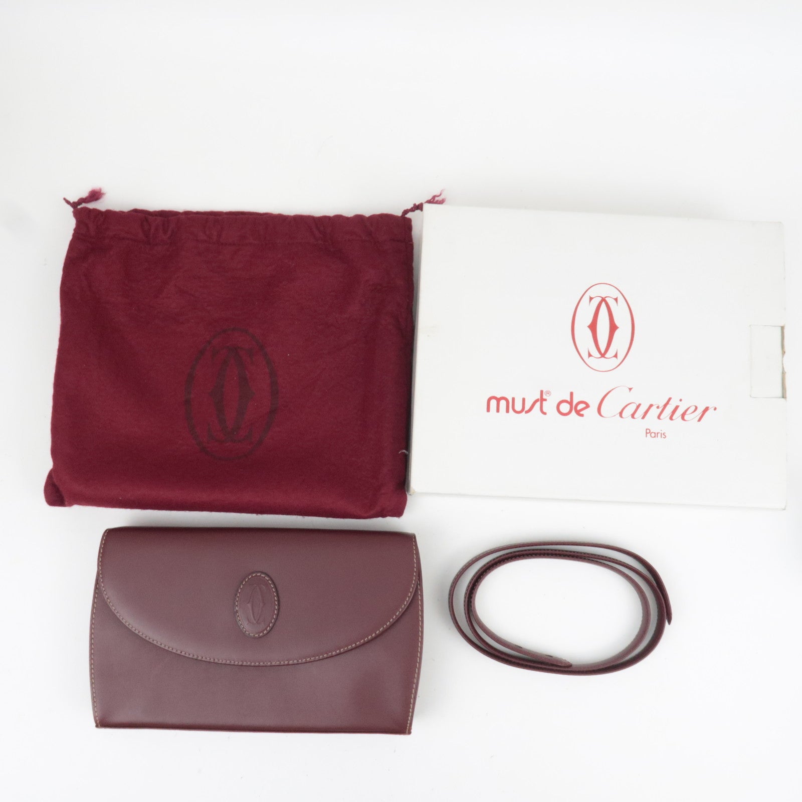Cartier Must Line 2Way Leather Shoulder Bag Bordeaux