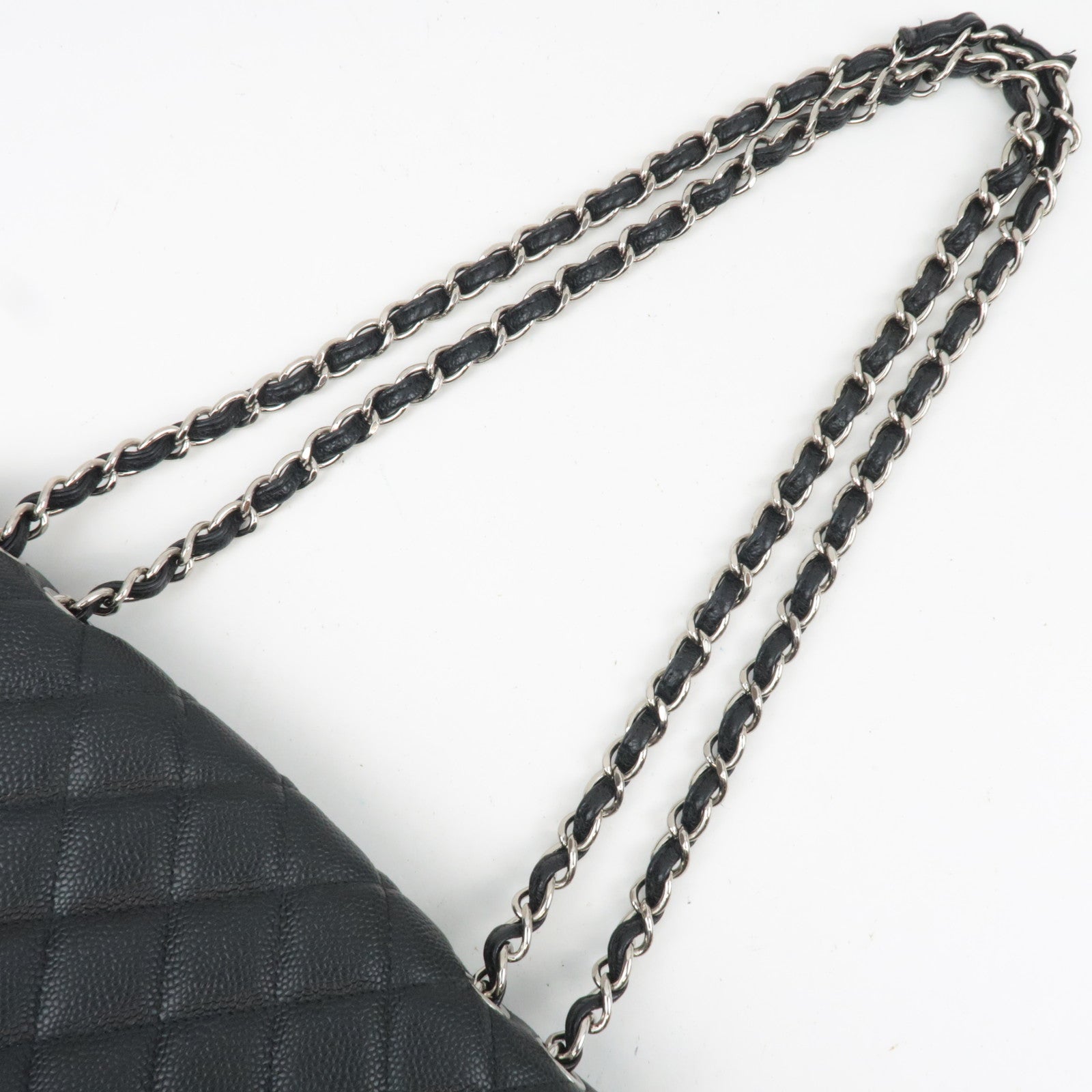 CHANEL Jumbo Matelasse 30 Caviarskin Black Silver HDW