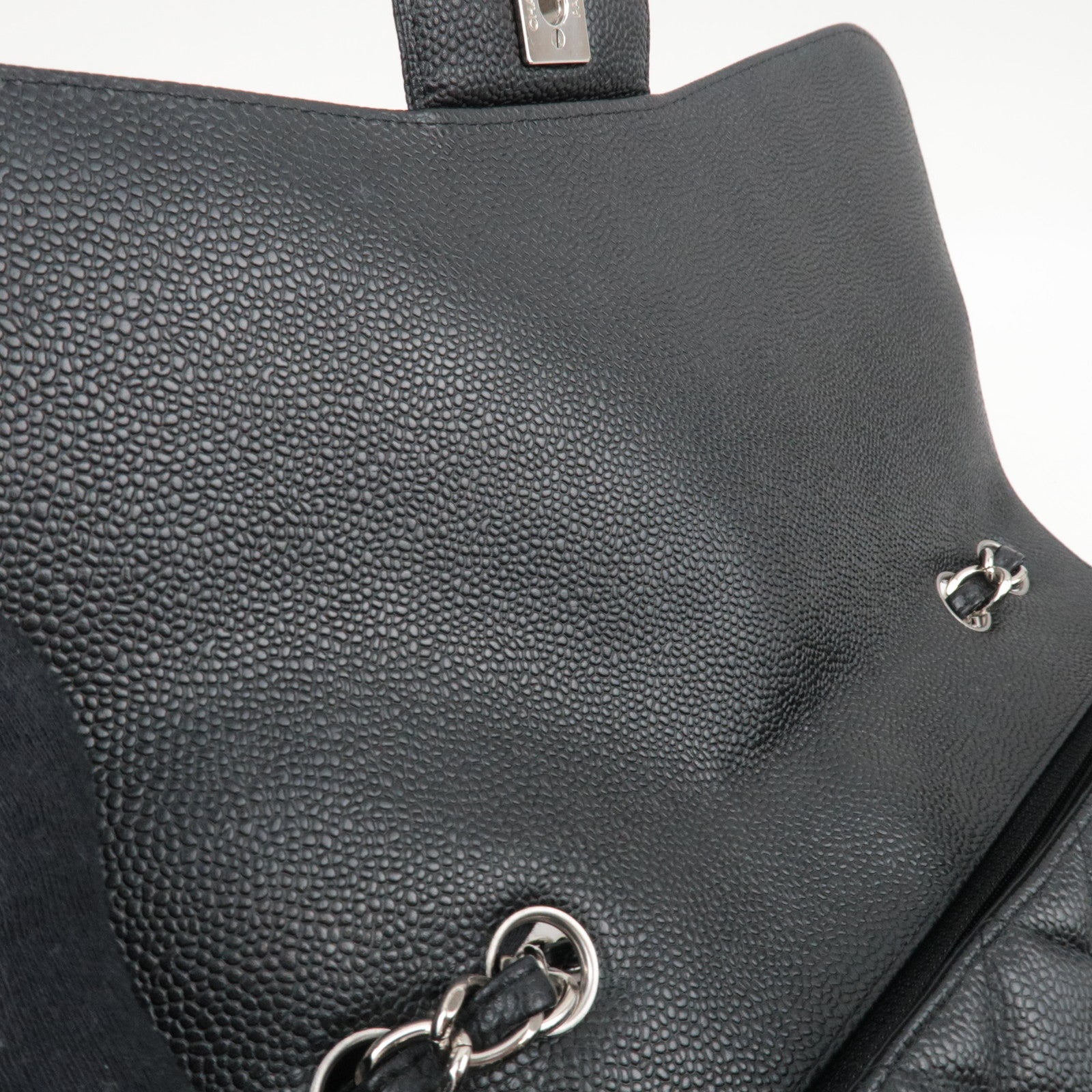 CHANEL Jumbo Matelasse 30 Caviarskin Black Silver HDW