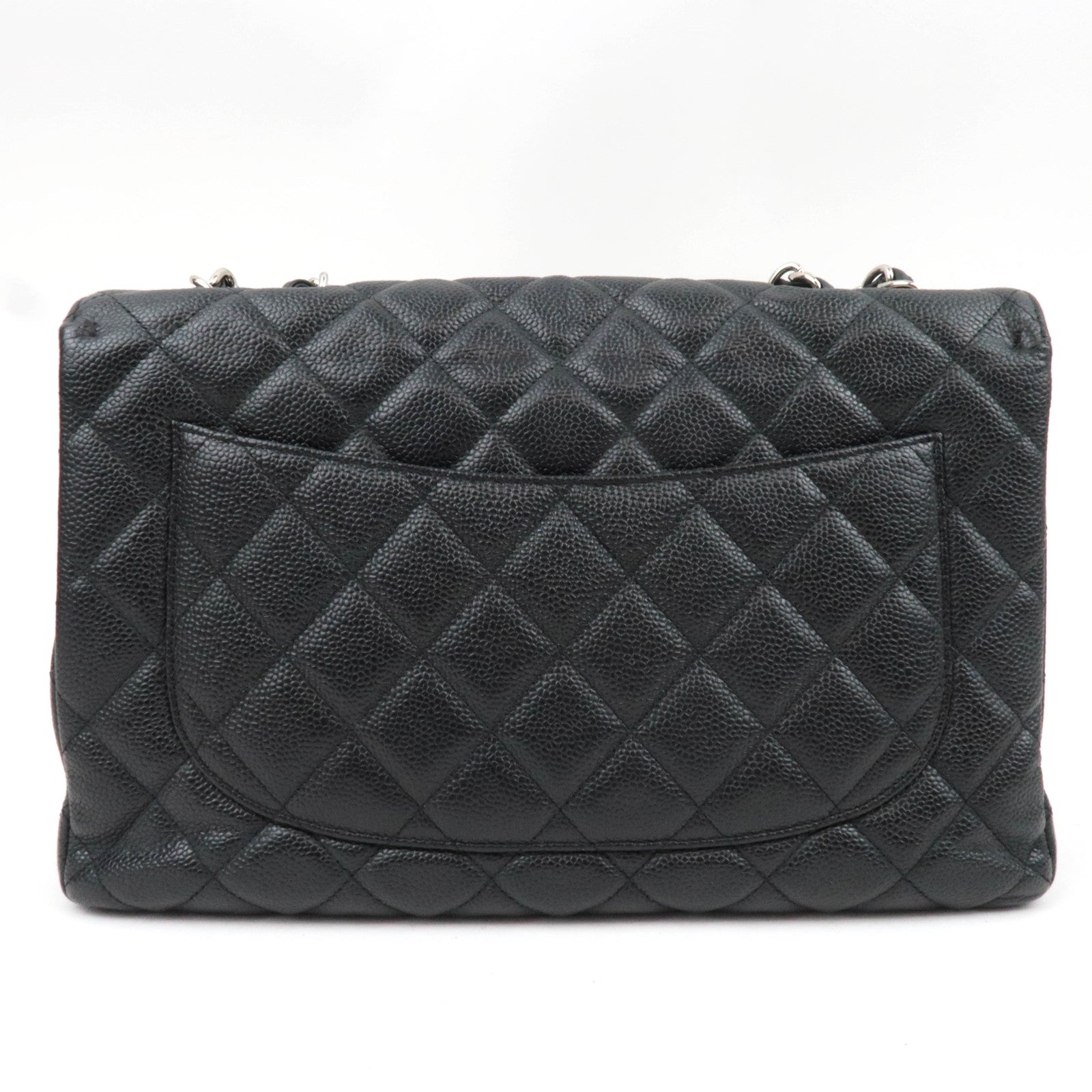 CHANEL Jumbo Matelasse 30 Caviarskin Black Silver HDW