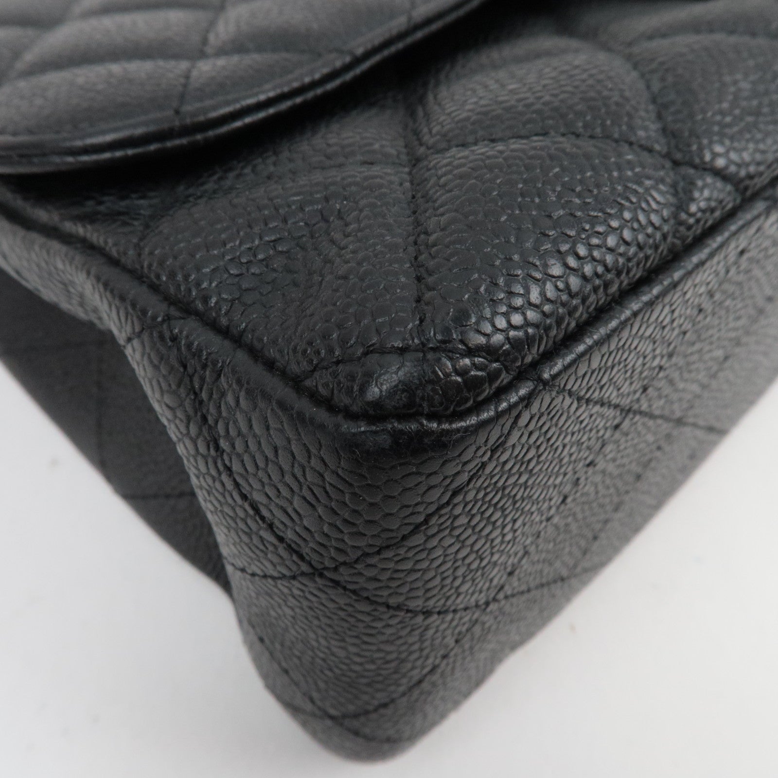 CHANEL Jumbo Matelasse 30 Caviarskin Black Silver HDW