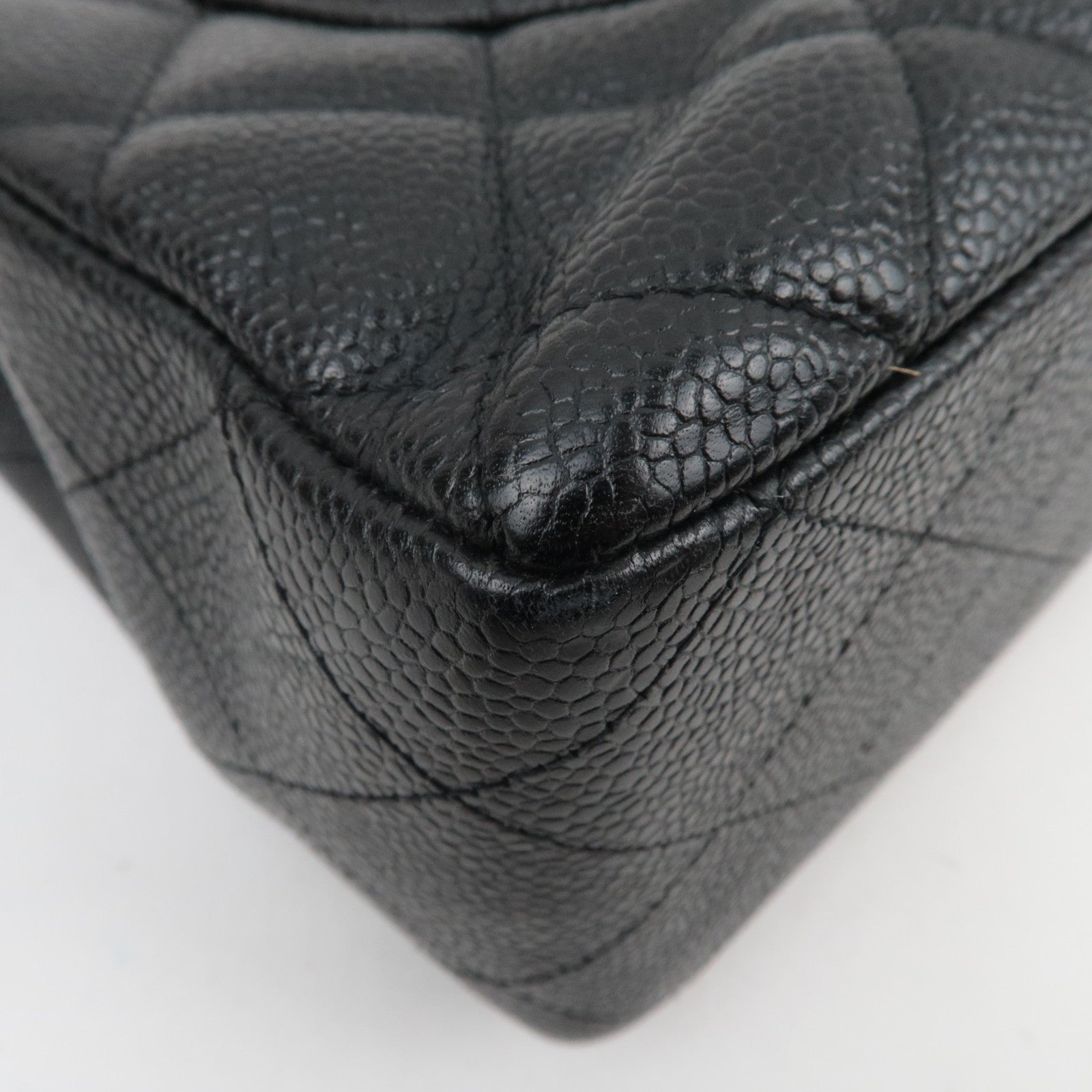 CHANEL Jumbo Matelasse 30 Caviarskin Black Silver HDW