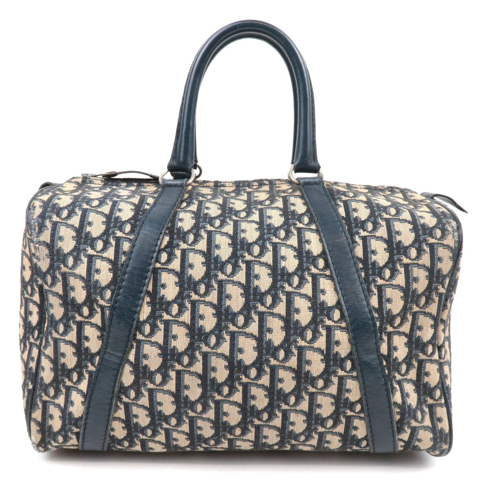 Christian Dior Trotter Canvas Leather Boston Bag Navy85271