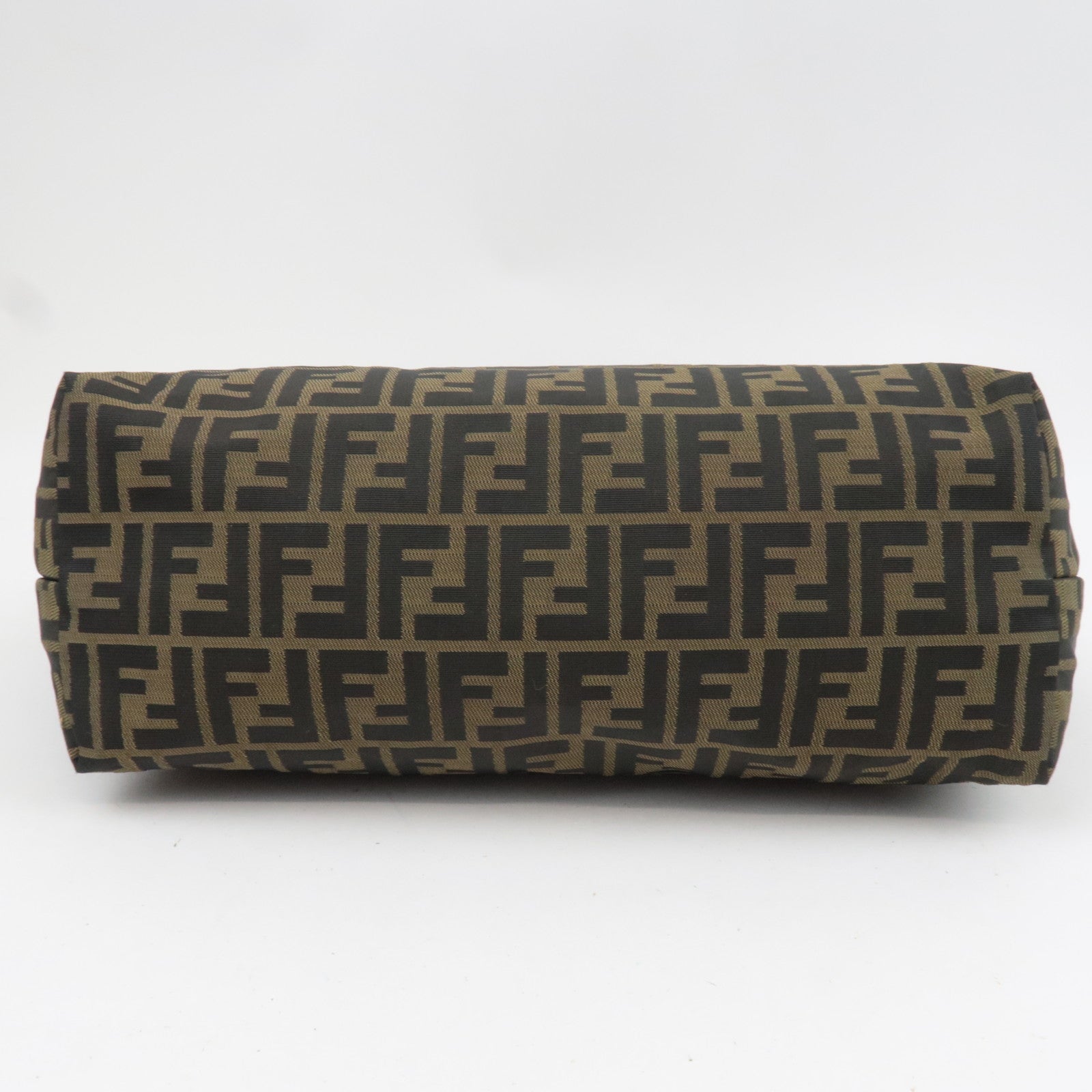 FENDI Zucca Canvas Leather Tote Bag Khaki Black