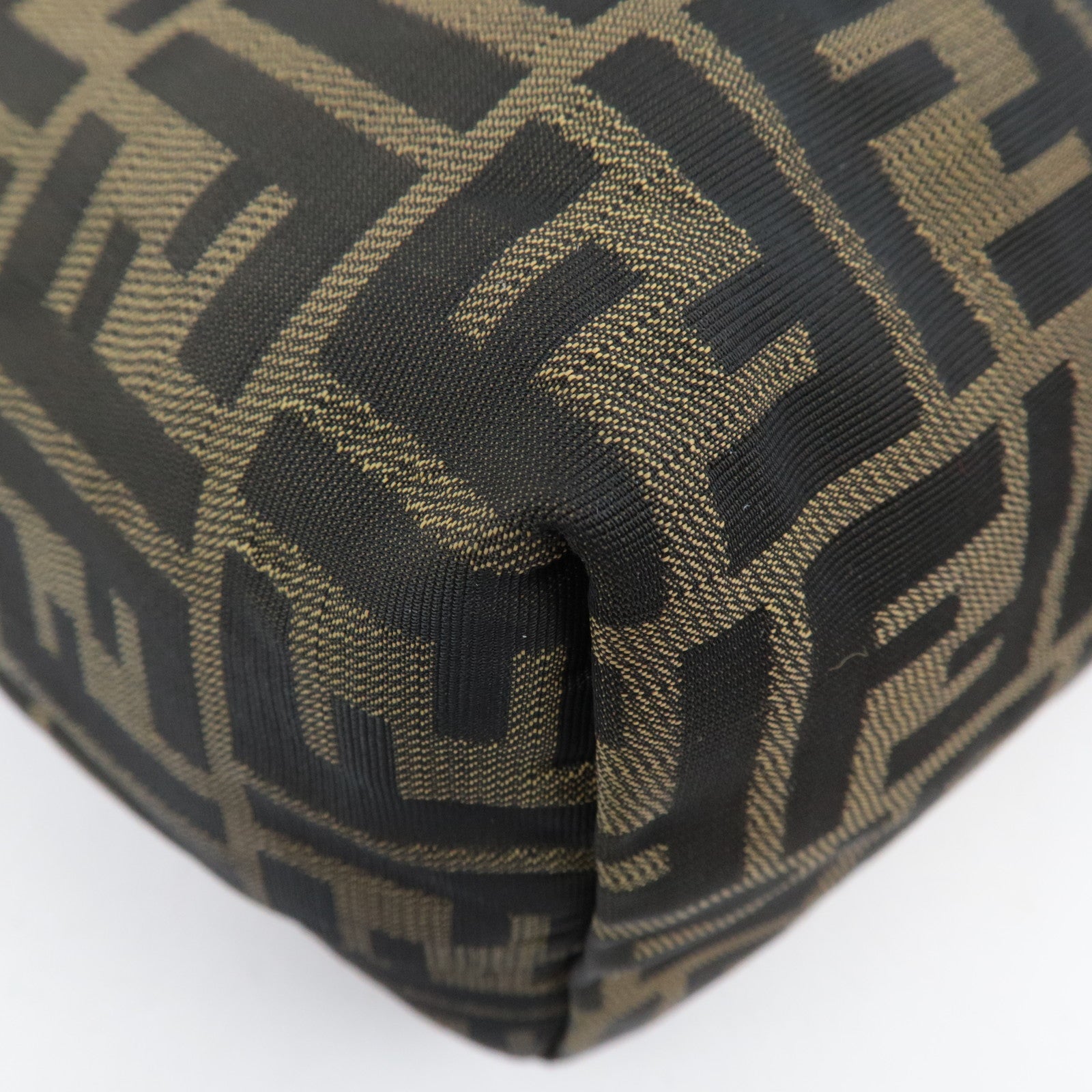 FENDI Zucca Canvas Leather Tote Bag Khaki Black