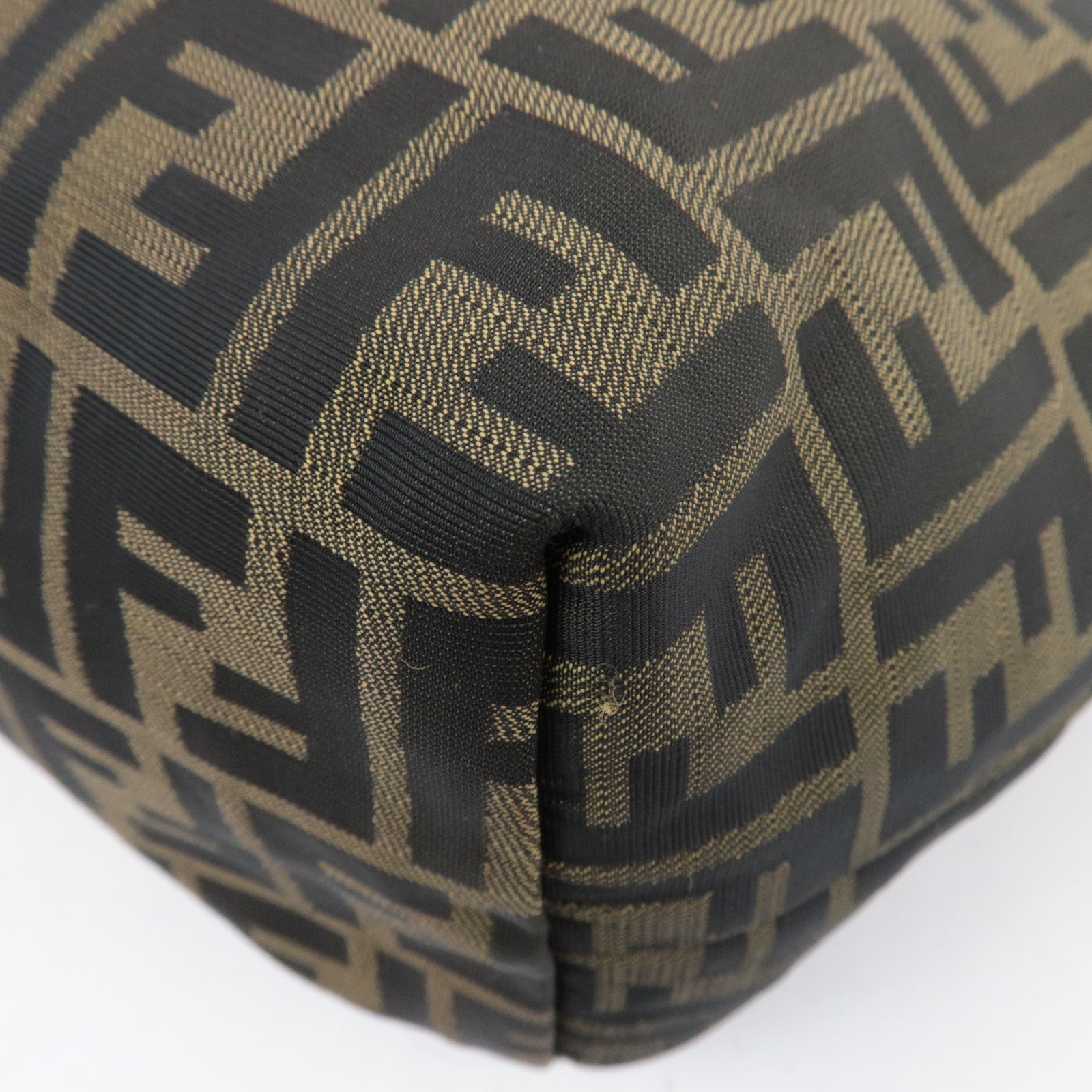 FENDI Zucca Canvas Leather Tote Bag Khaki Black