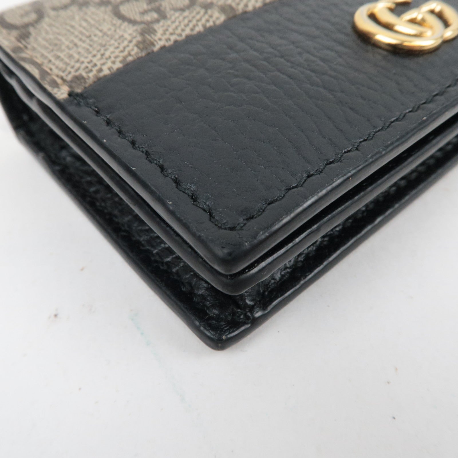 GUCCI GG Marmont Bifold Wallet Beige Black 658610