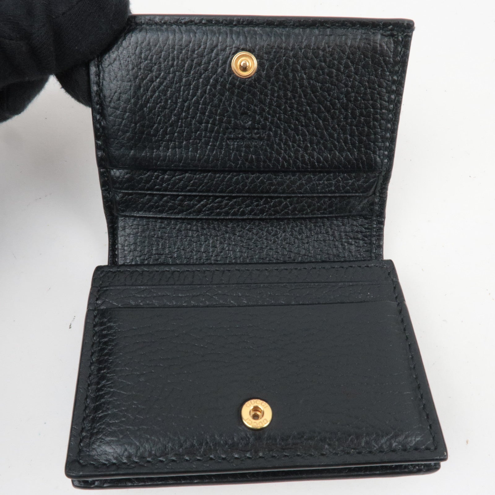 GUCCI GG Marmont Bifold Wallet Beige Black 658610