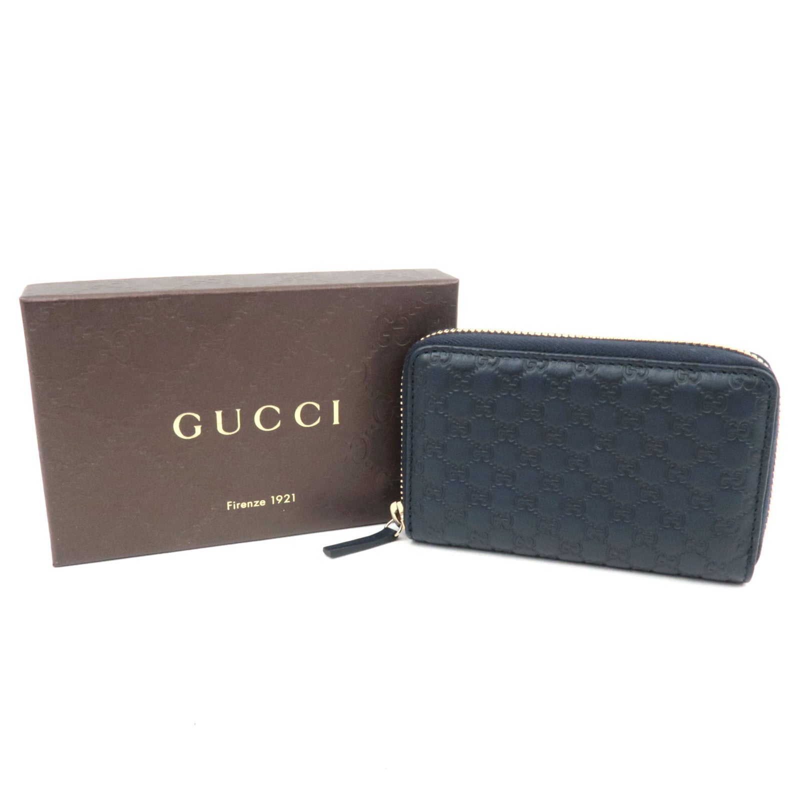 GUCCI Micro Guccissima Leather Coin Case Navy 255452