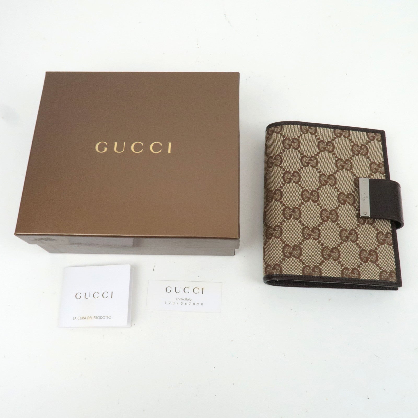 GUCCI Planner Cover GG Canvas Leather Beige 115240