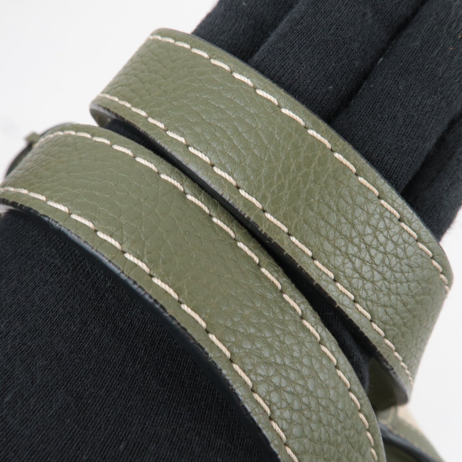 LOEWE New Road Canvas Leather Handbag Beige Khaki