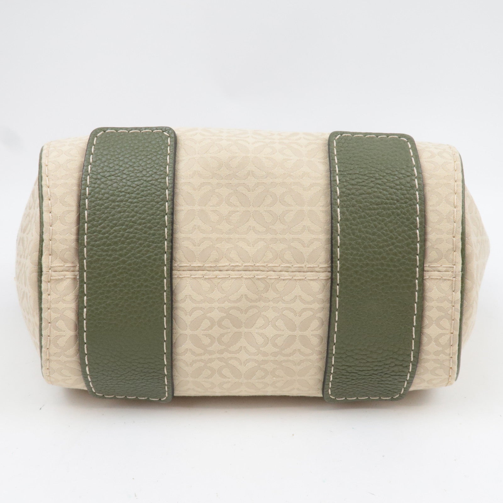 LOEWE New Road Canvas Leather Handbag Beige Khaki