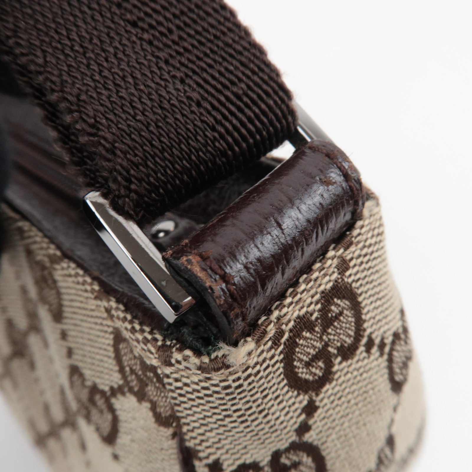 GUCCI Canvas Leather Small Shoulder Bag GG Beige 106644