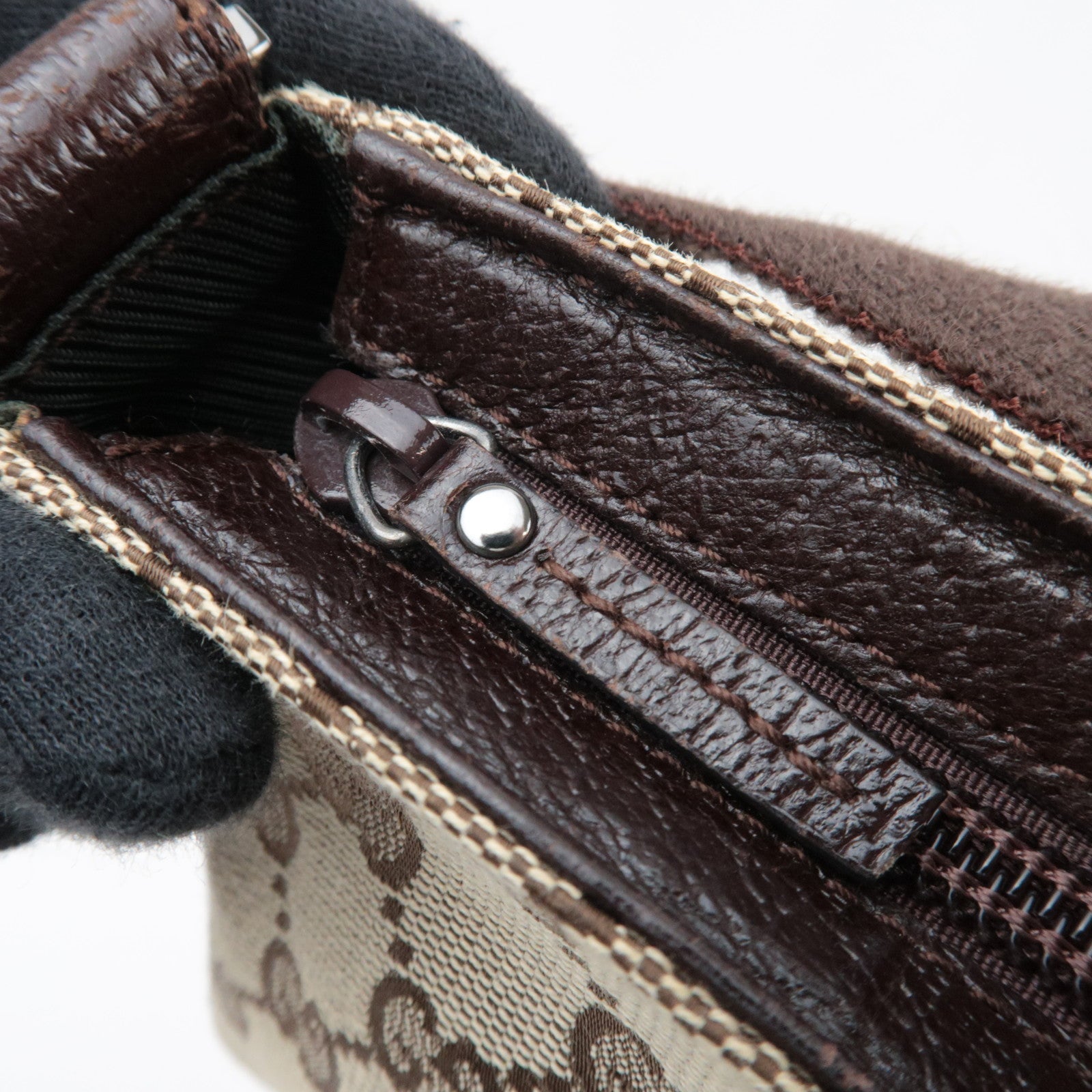 GUCCI Canvas Leather Small Shoulder Bag GG Beige 106644